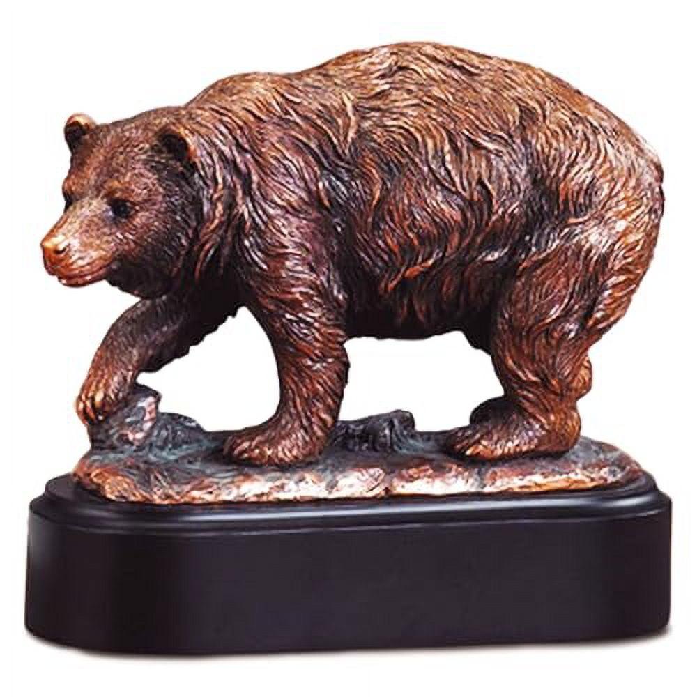 Bronze-Plated Resin Walking Bear Sculpture 8.4" x 9.9"