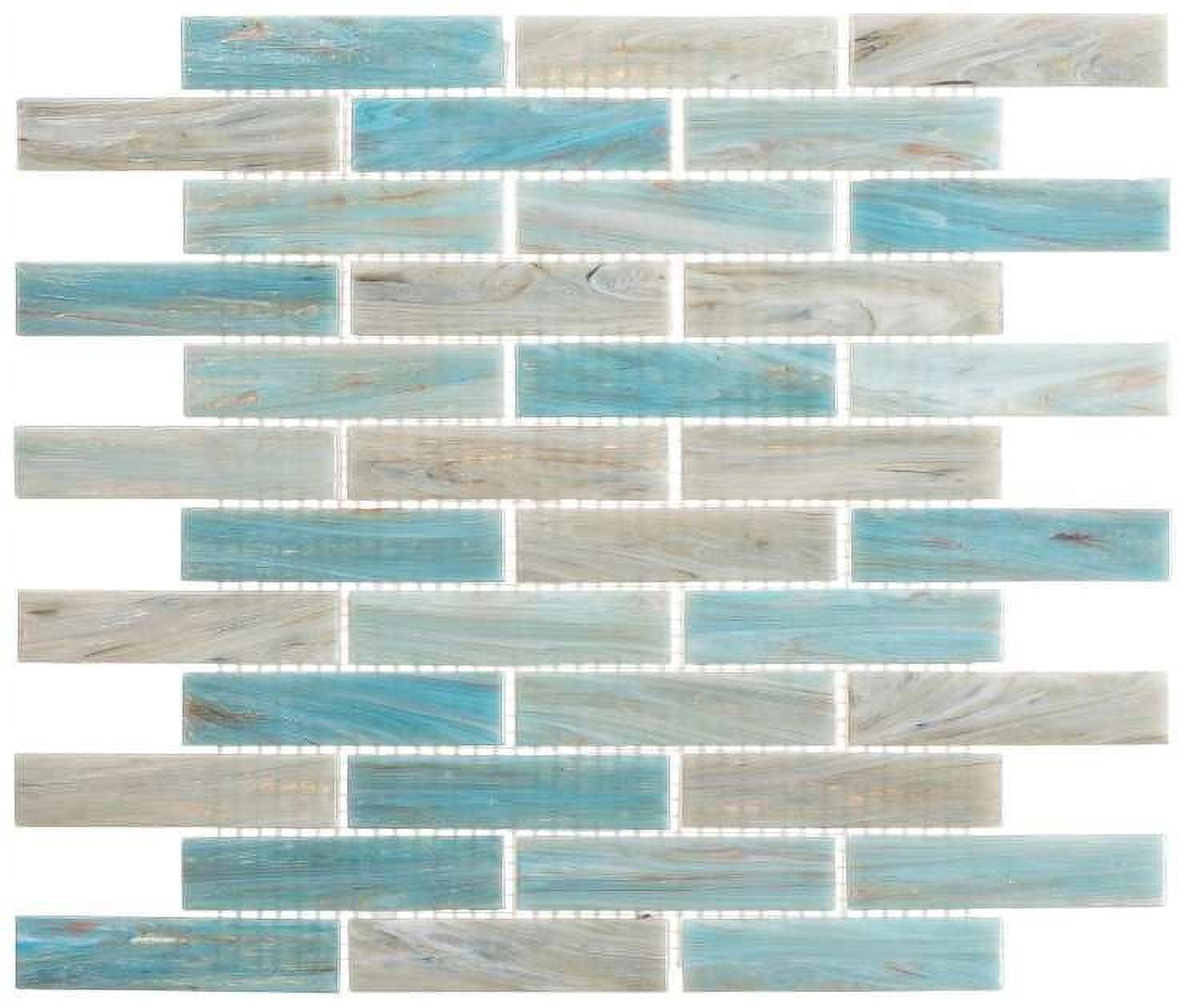 Marianna Blue and Beige Glass Brick Joint Mosaic Tile Sheet