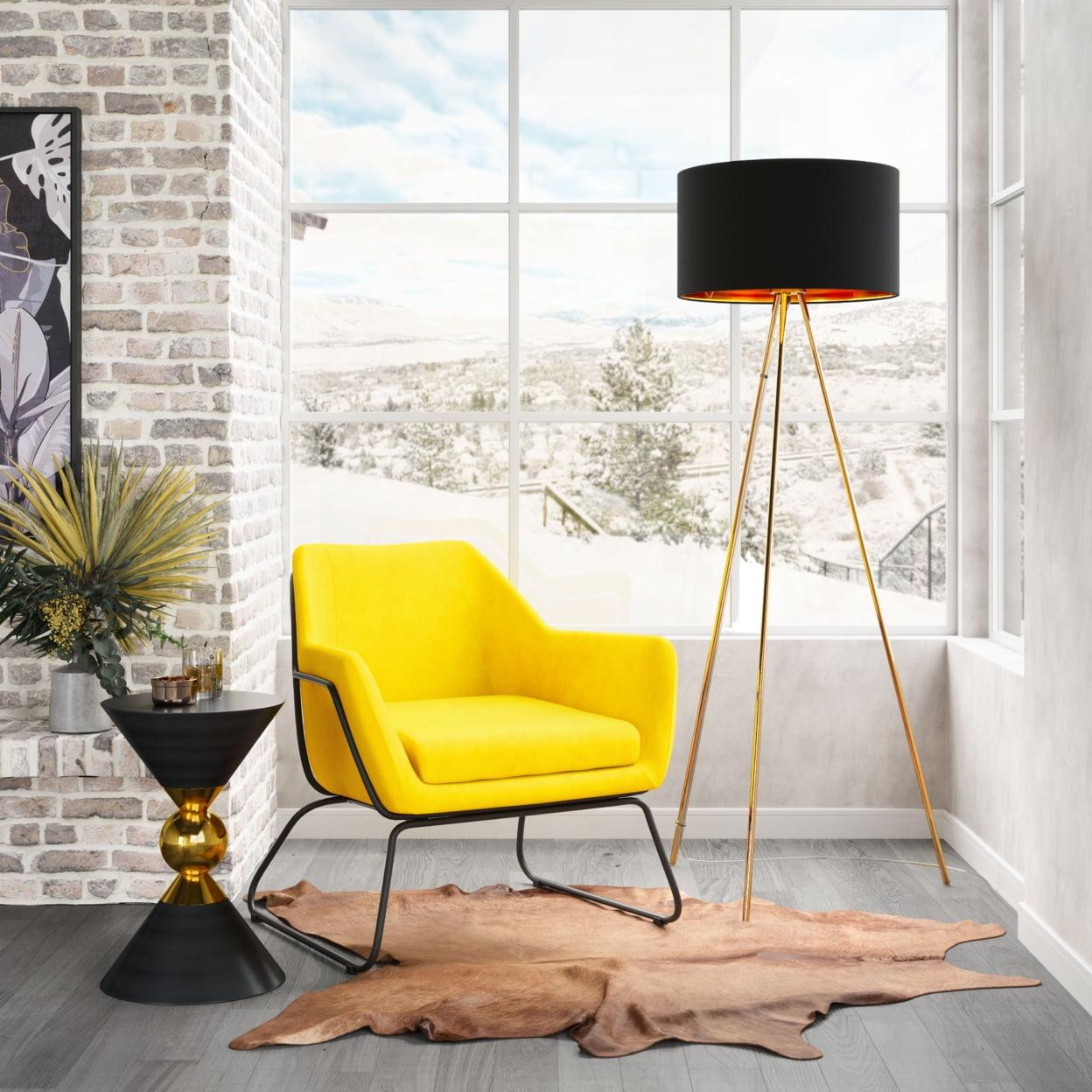 Mariel Adjustable Tripod Floor Lamp in Black and Gold