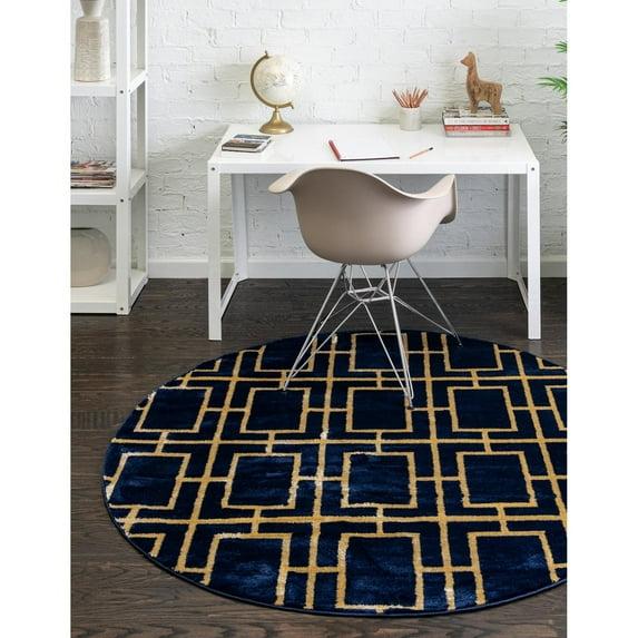 Glam Navy Blue Gold Area Rug