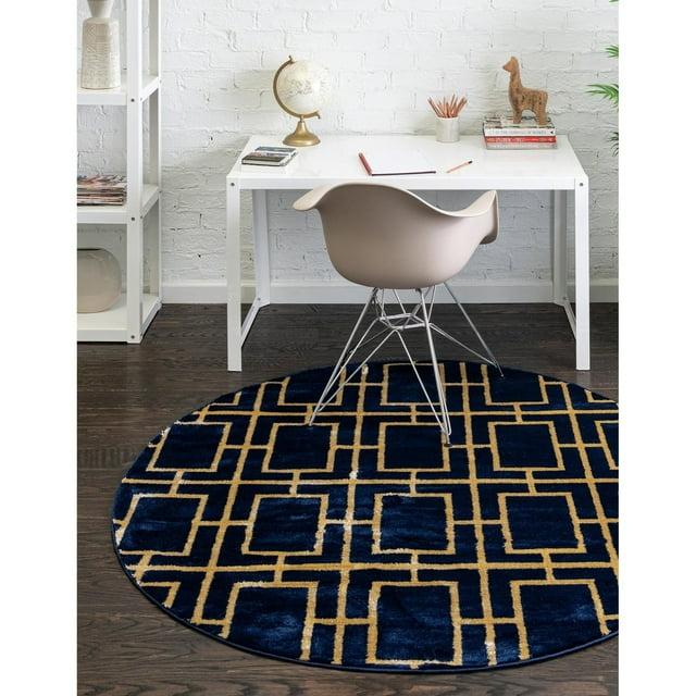 Glam Navy Blue Gold Area Rug