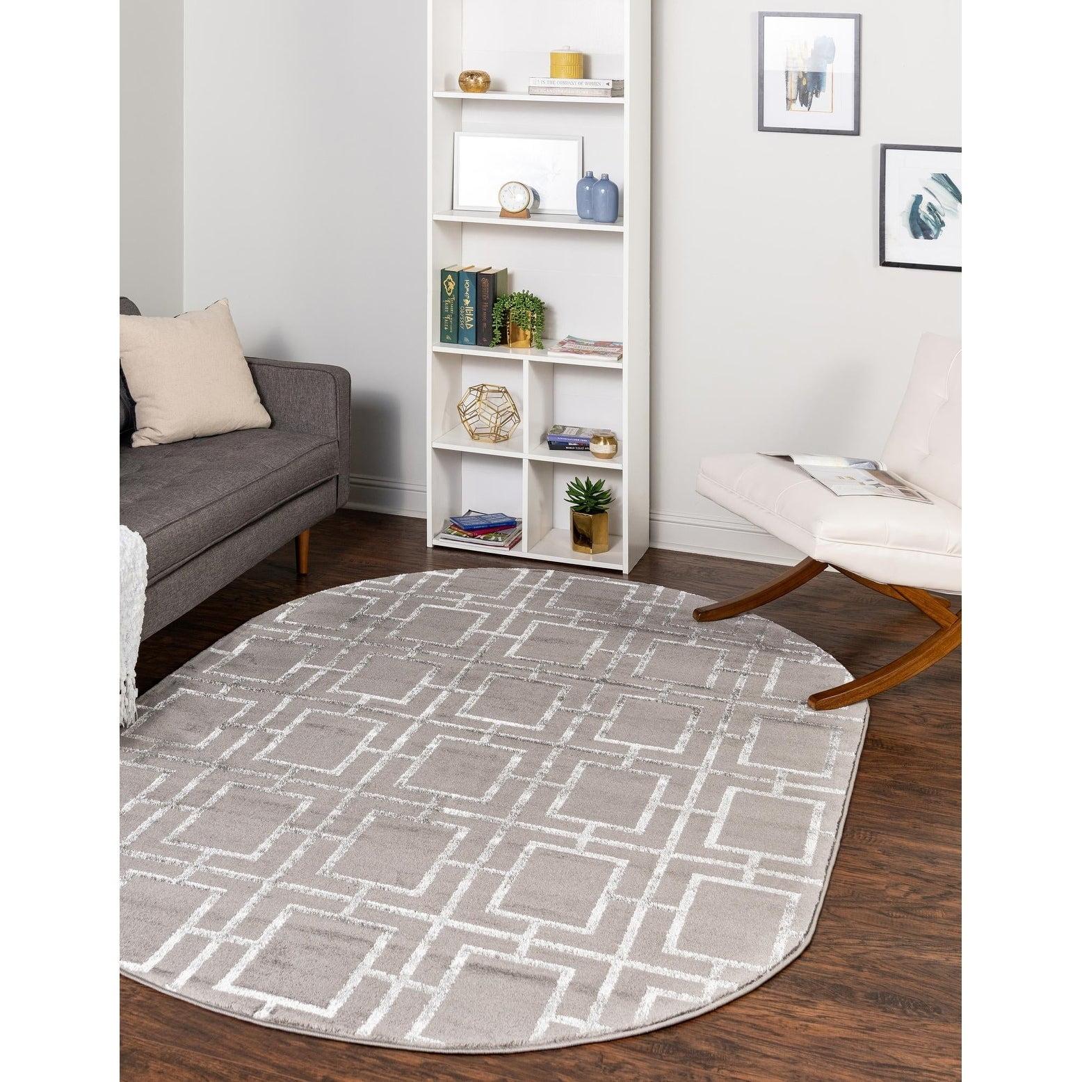 Glam Geometric Gray Silver Area Rug