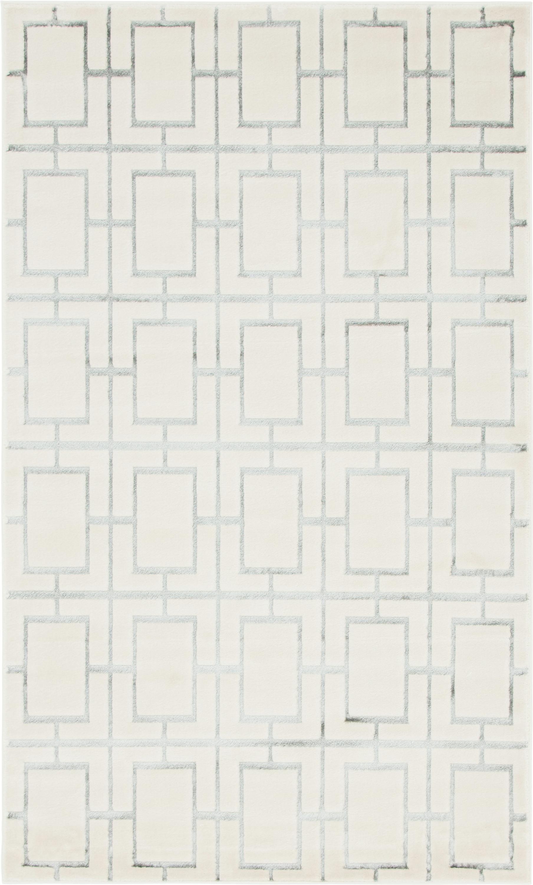 Glam Geometric White Silver Area Rug