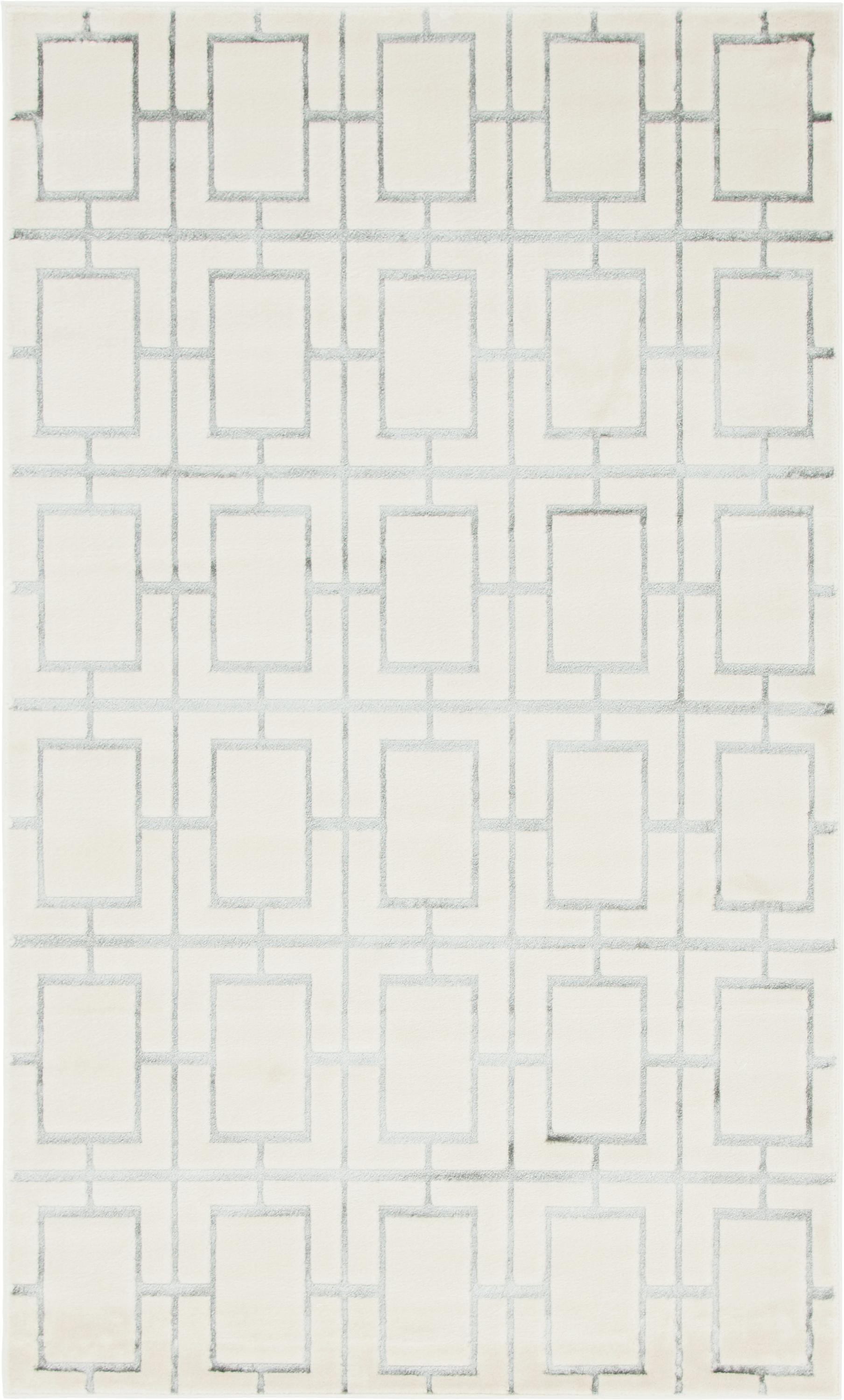 Glam Geometric White Silver Area Rug