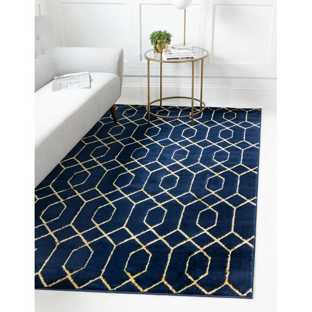 Glam Navy Blue Gold Area Rug