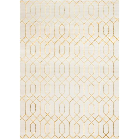 Marilyn Monroe Glam Collection Area Rug - Trellis (9'  x 12' Rectangle White Gold/Gold)