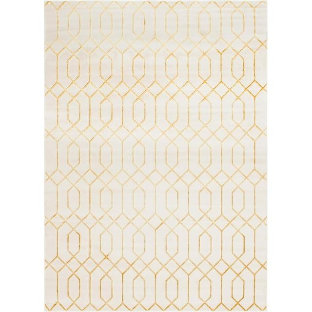 Marilyn Monroe Glam Collection Area Rug - Trellis (9'  x 12' Rectangle White Gold/Gold)