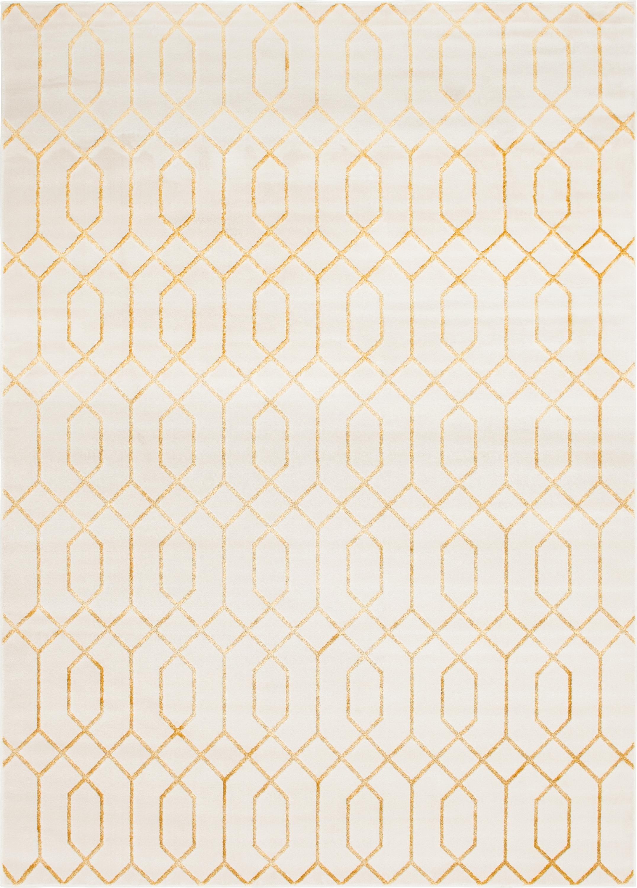Marilyn Monroe Glam Collection Area Rug - Trellis (9'  x 12' Rectangle White Gold/Gold)