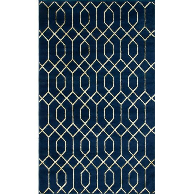 Glam Navy Blue Gold Area Rug