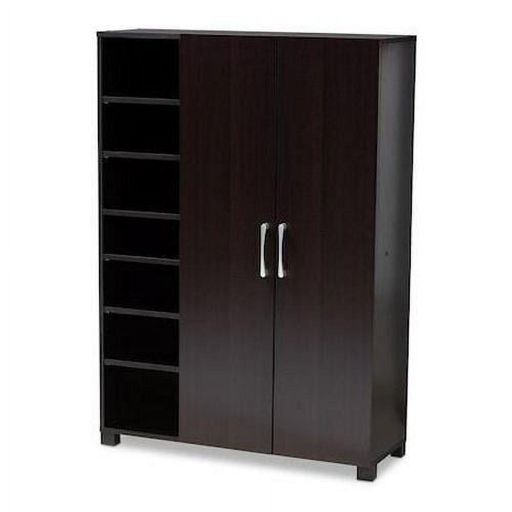 Marine Finished 2 Door Wood Entryway Shoe Storage Cabinet with Open Shelves Brown - Baxton Studio: Organizer for Closet, Wenge Finish