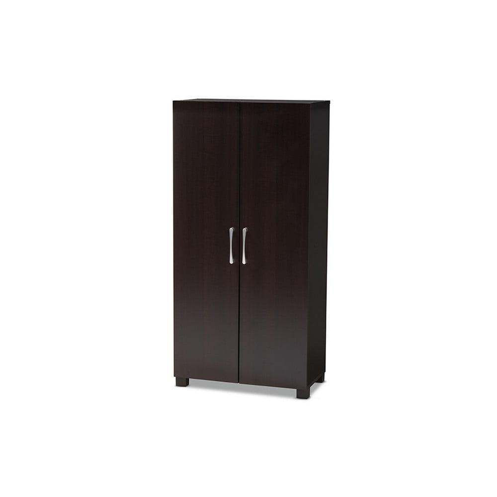 Marine Wenge Finished 2 Door Wood Entryway Shoe Storage Cabinet Brown - Baxton Studio: Organizer for 12 Pairs, Air Circulation Design