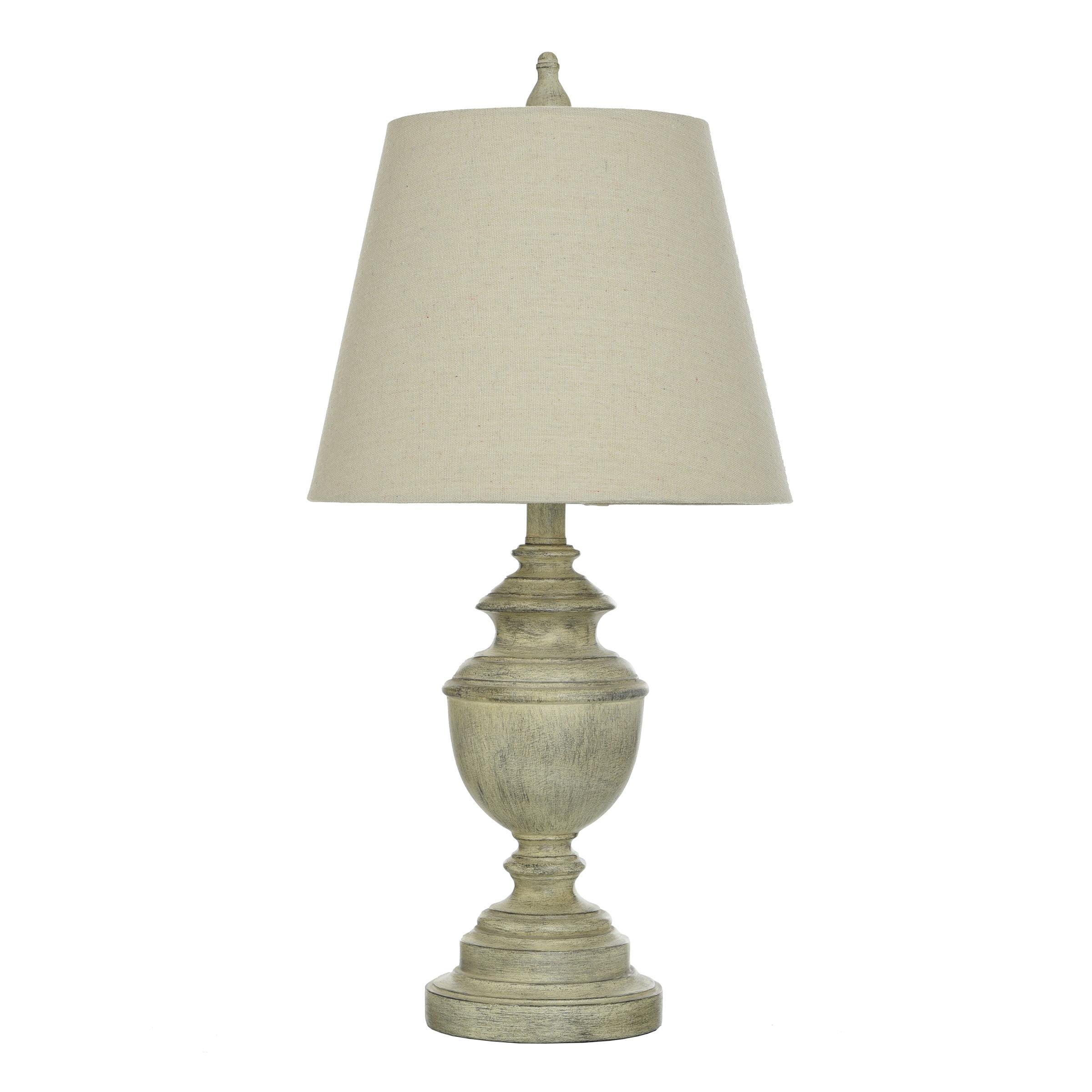 Marion Weathered Grey and White Antique Poly Resin Table Lamp