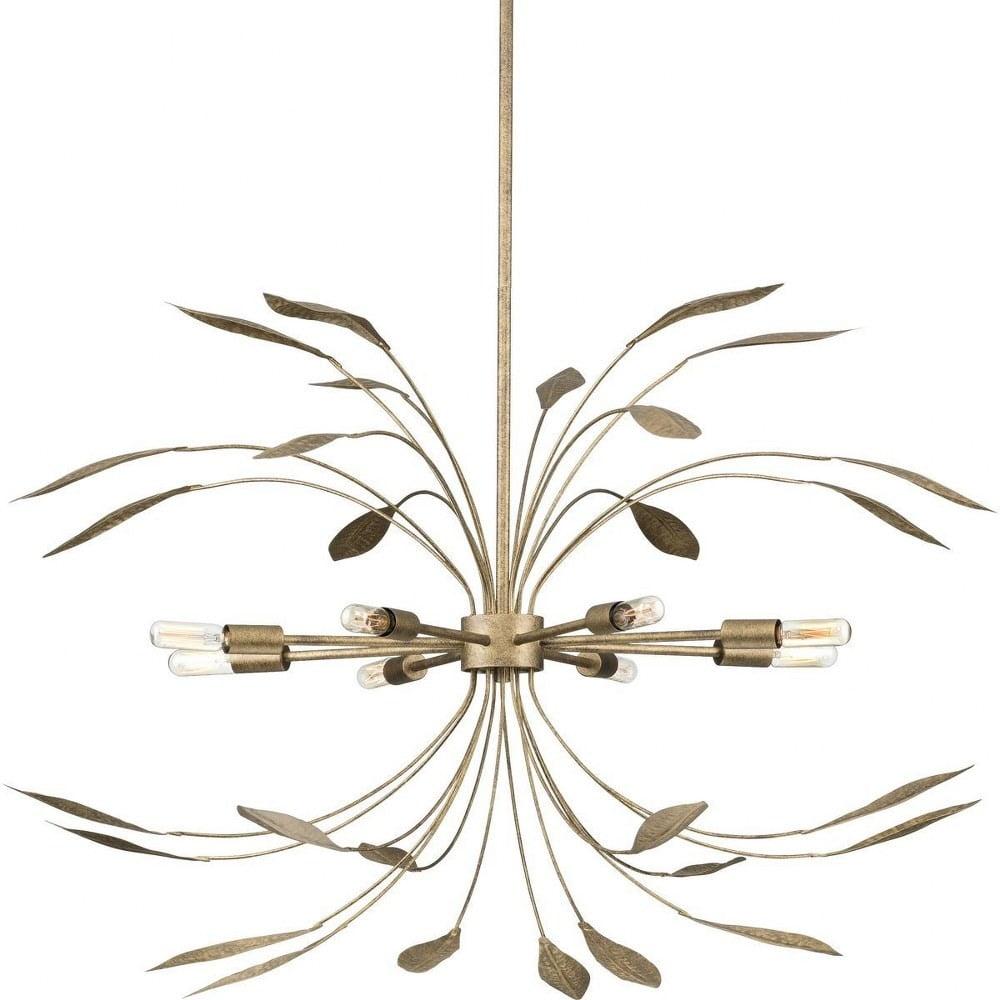 Progress Lighting Mariposa 8-Light Hanging Pendant, Steel, Antique Gold, No Shade