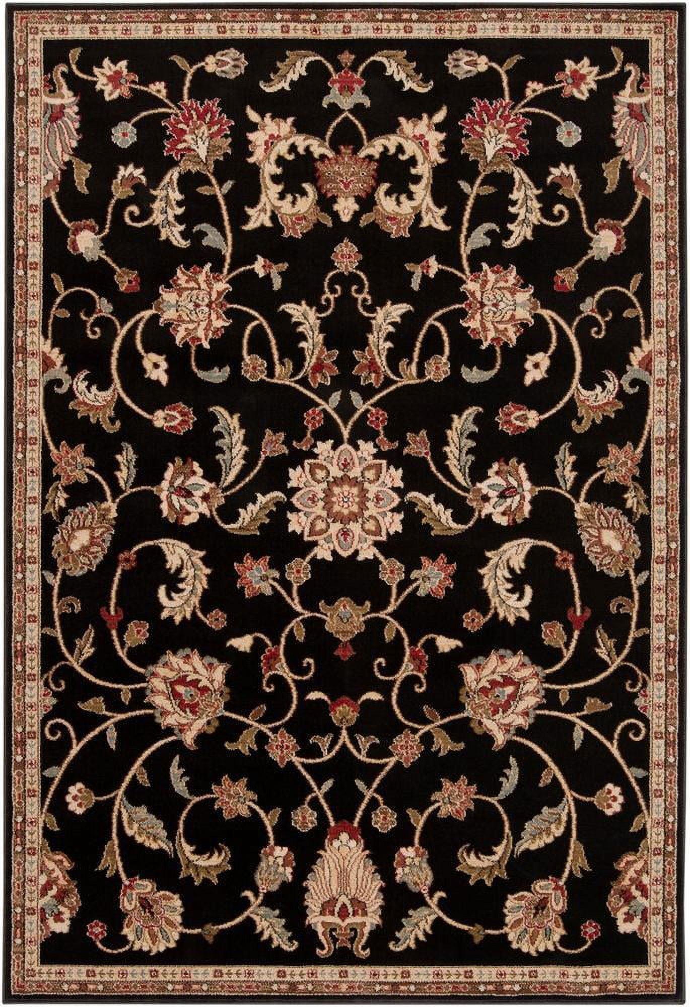 George Traditional Black Hand-Knotted Round Area Rug 9'10" x 12'10"