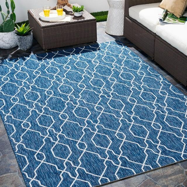 Mark & Day Valentijn 2'x2'11" Rectangle Woven Indoor and Outdoor Area Rugs Denim