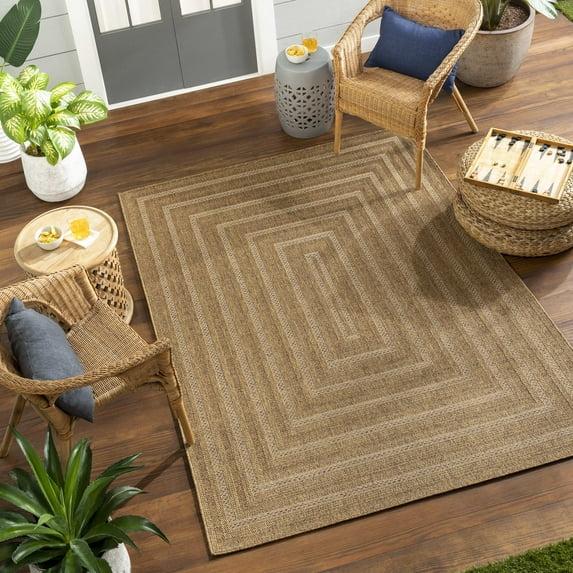 Mark&Day Outdoor Area Rugs, 5x7 Rishard Modern Indoor/Outdoor Brown Tan Area Rug (5'3" x 7')