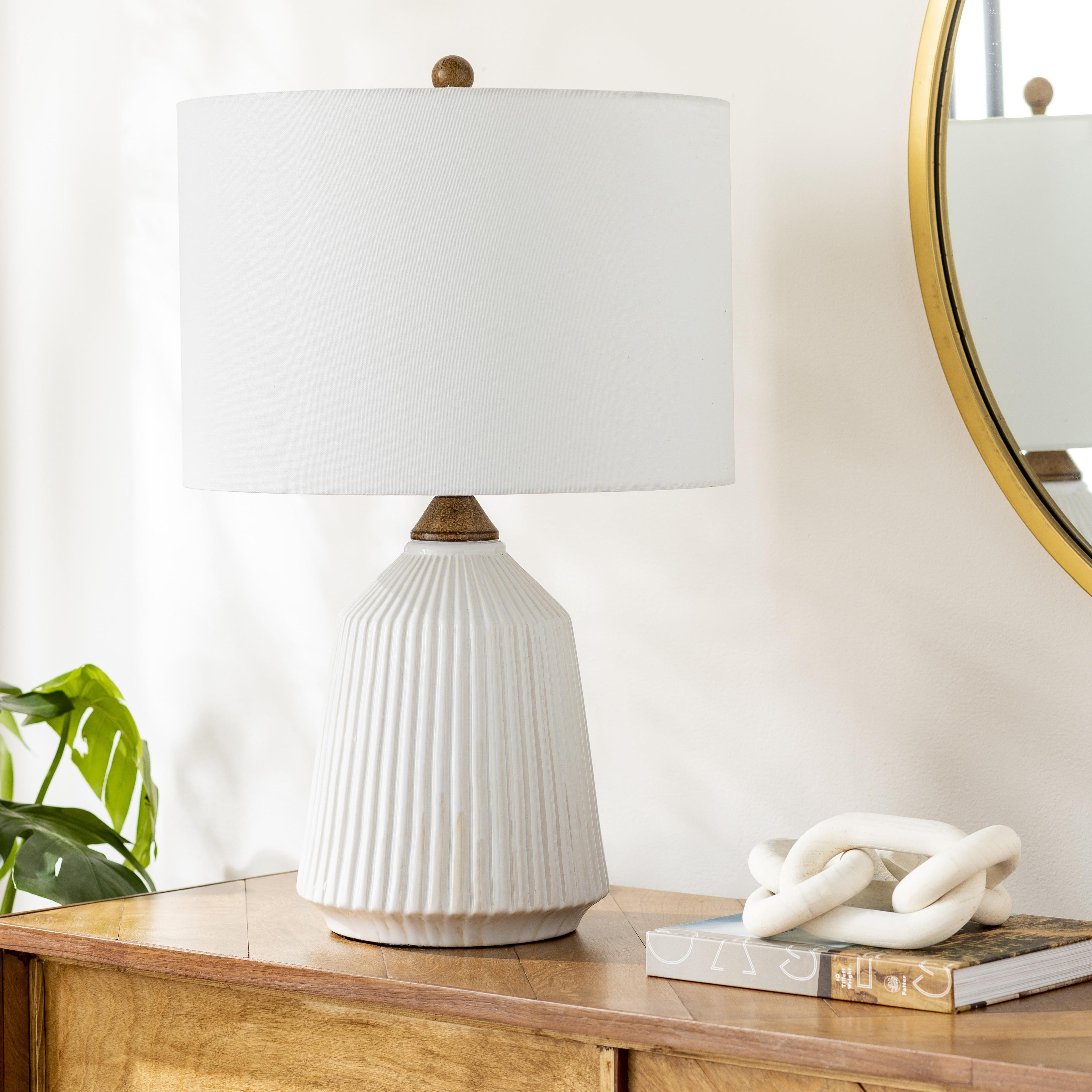 Brando White Ceramic Table Lamp, 26" Height