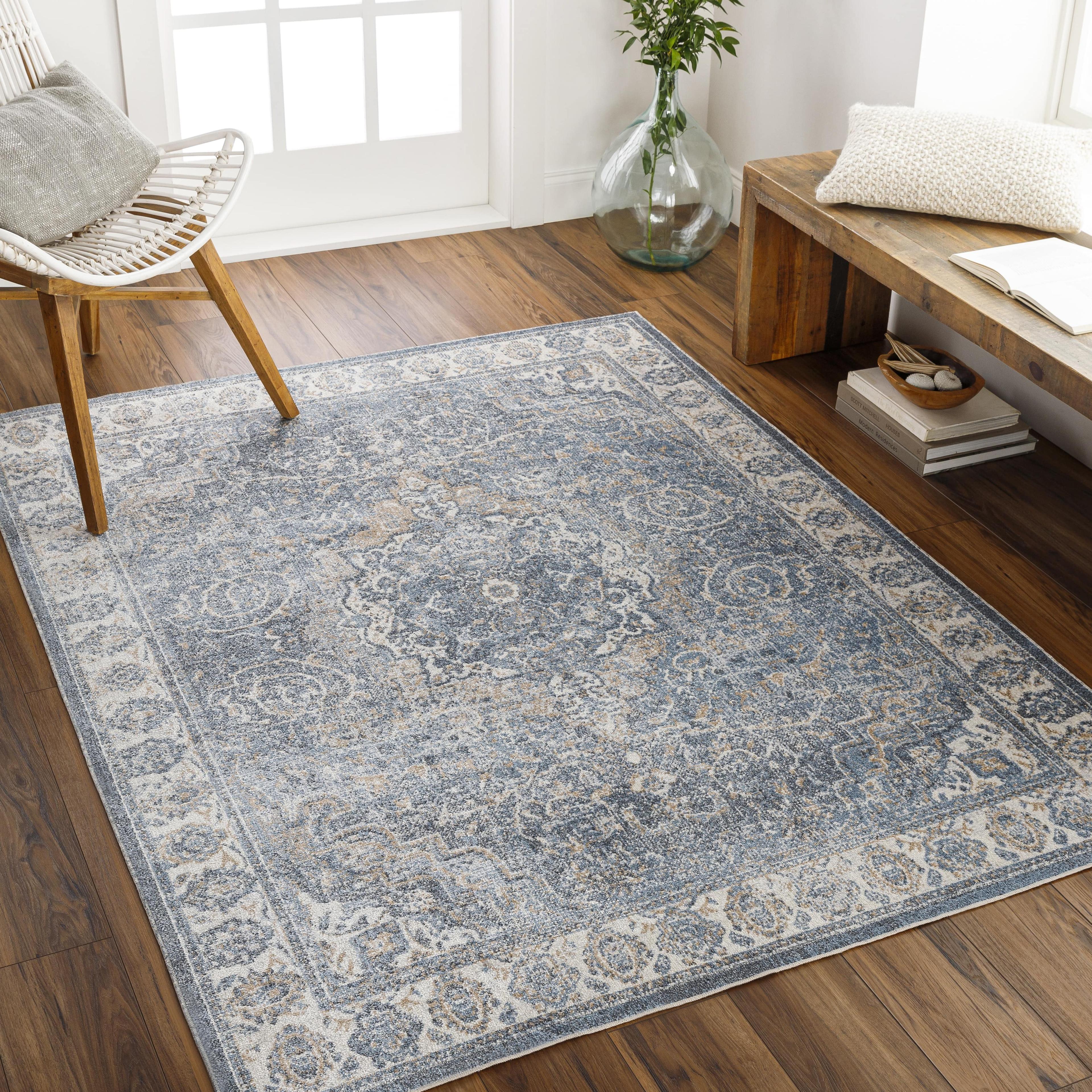 Elsmore Navy Blue Washable Wool 2' x 3' Area Rug