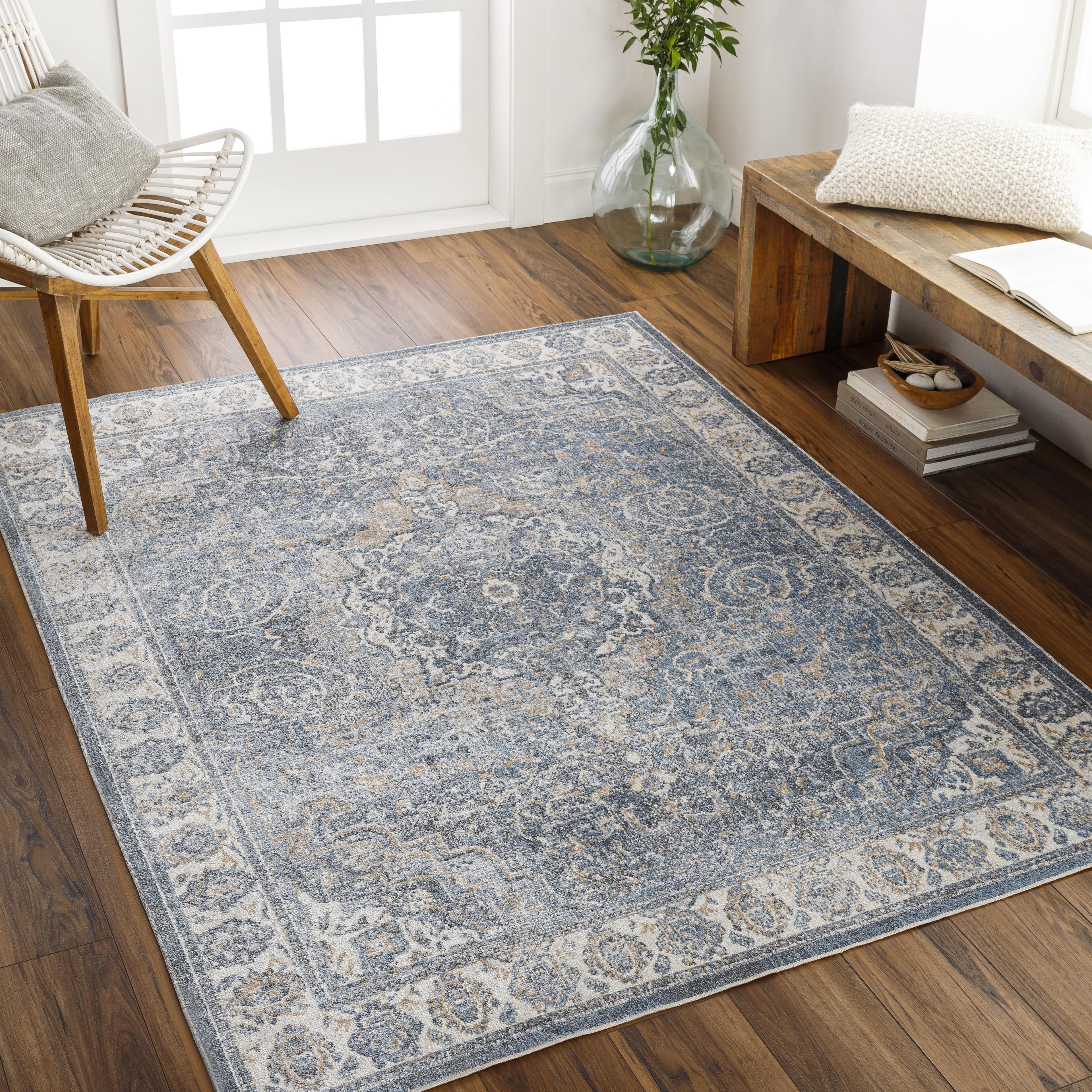 Mark & Day Elsmore 5'3"x7' Rectangle Washable Woven Indoor Area Rugs Navy Blue