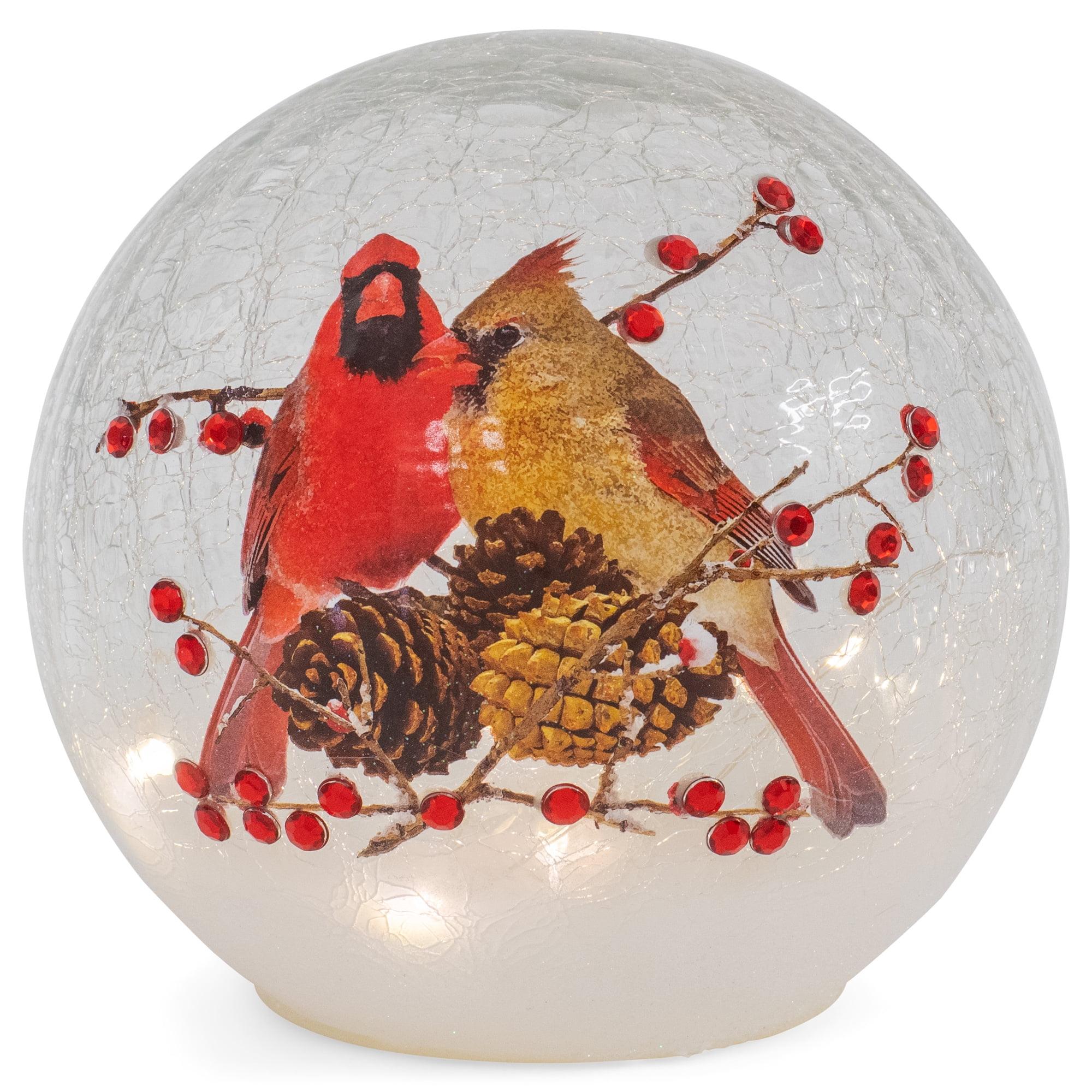 Rosy Red Crackle Glass LED Lighted Holiday Globe