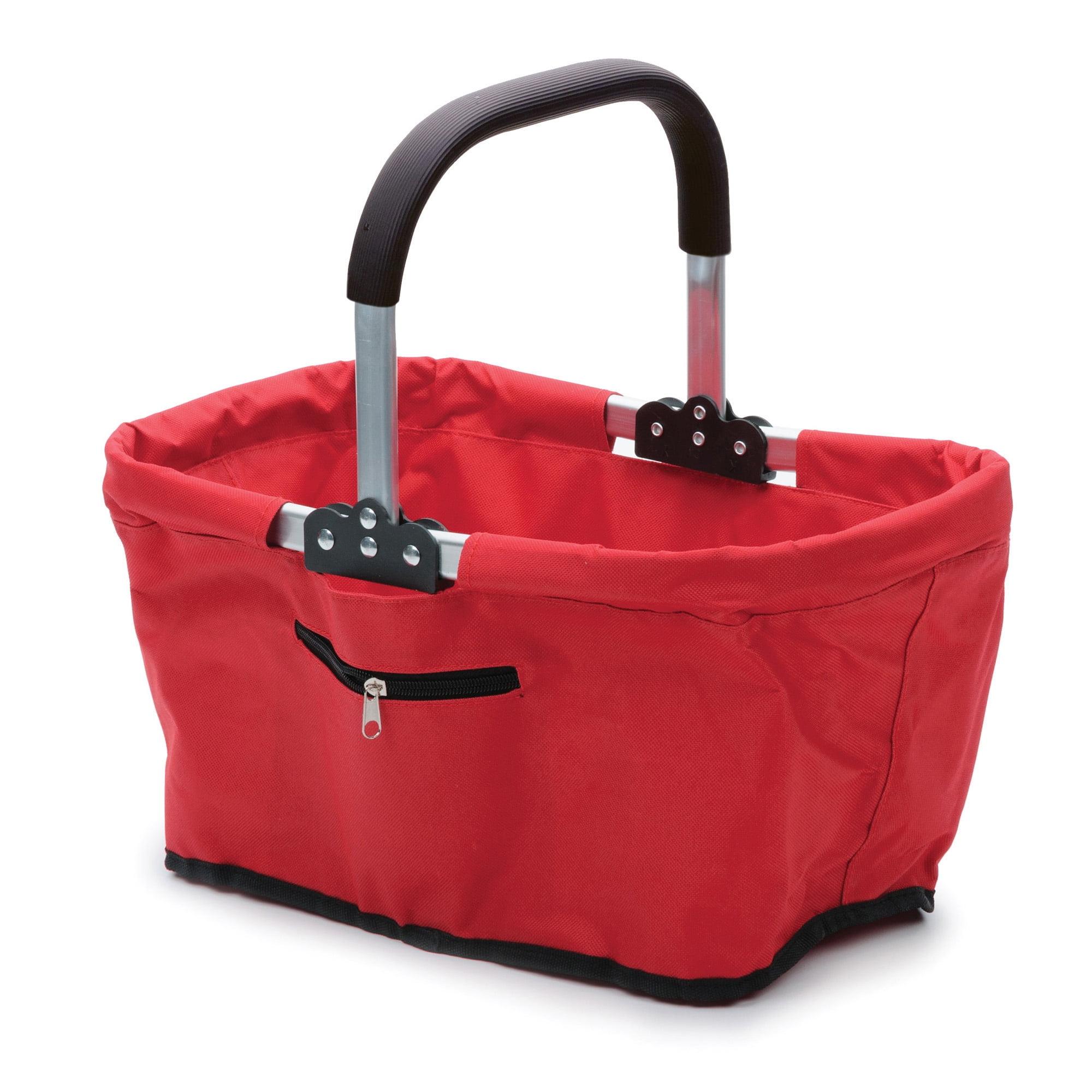 GatherMate Collapsible Red Polyester Market Basket with Aluminum Frame