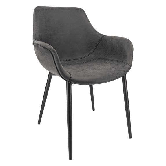 LeisureMod Markley Leather Dining Chair with Black Metal Legs Upholstered Seat Modern Design Perfect for Kitchen Dining Room Office or Lounge Seating