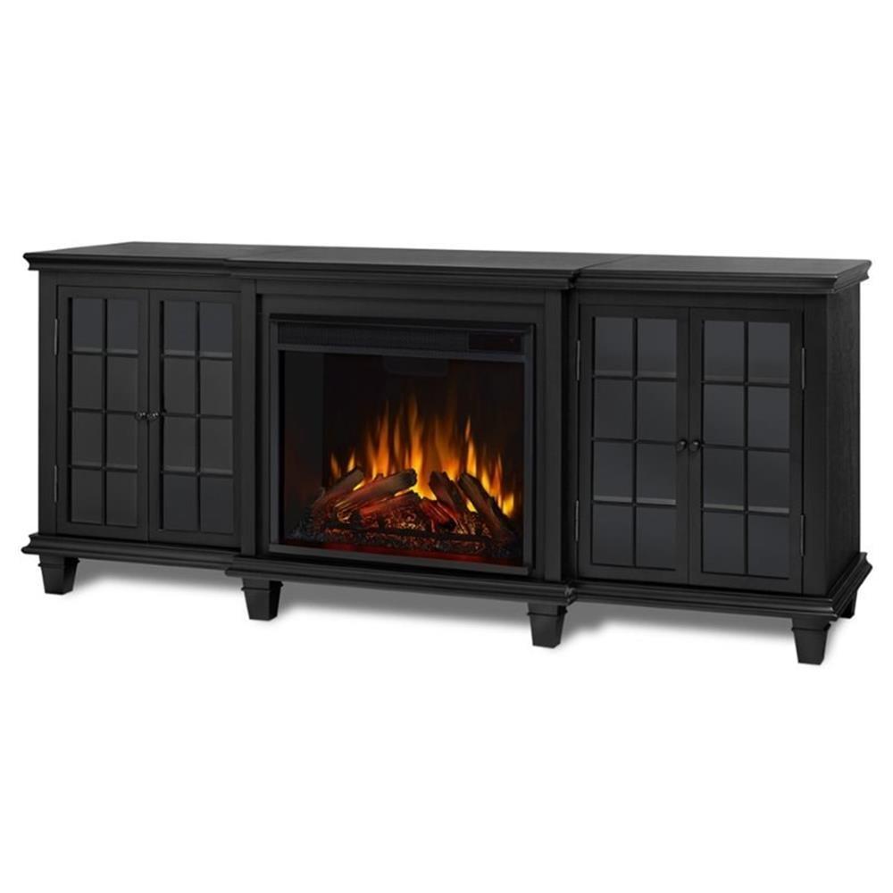 Marlowe 70" Electric Fireplace TV Stand in Black by Real Flame