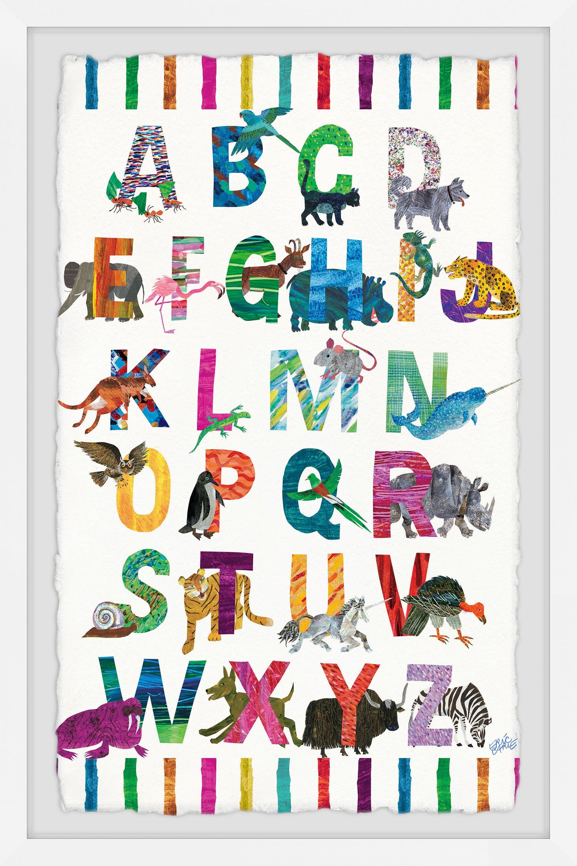 Alphabet Jungle Multicolor Canvas Framed Wall Art for Kids