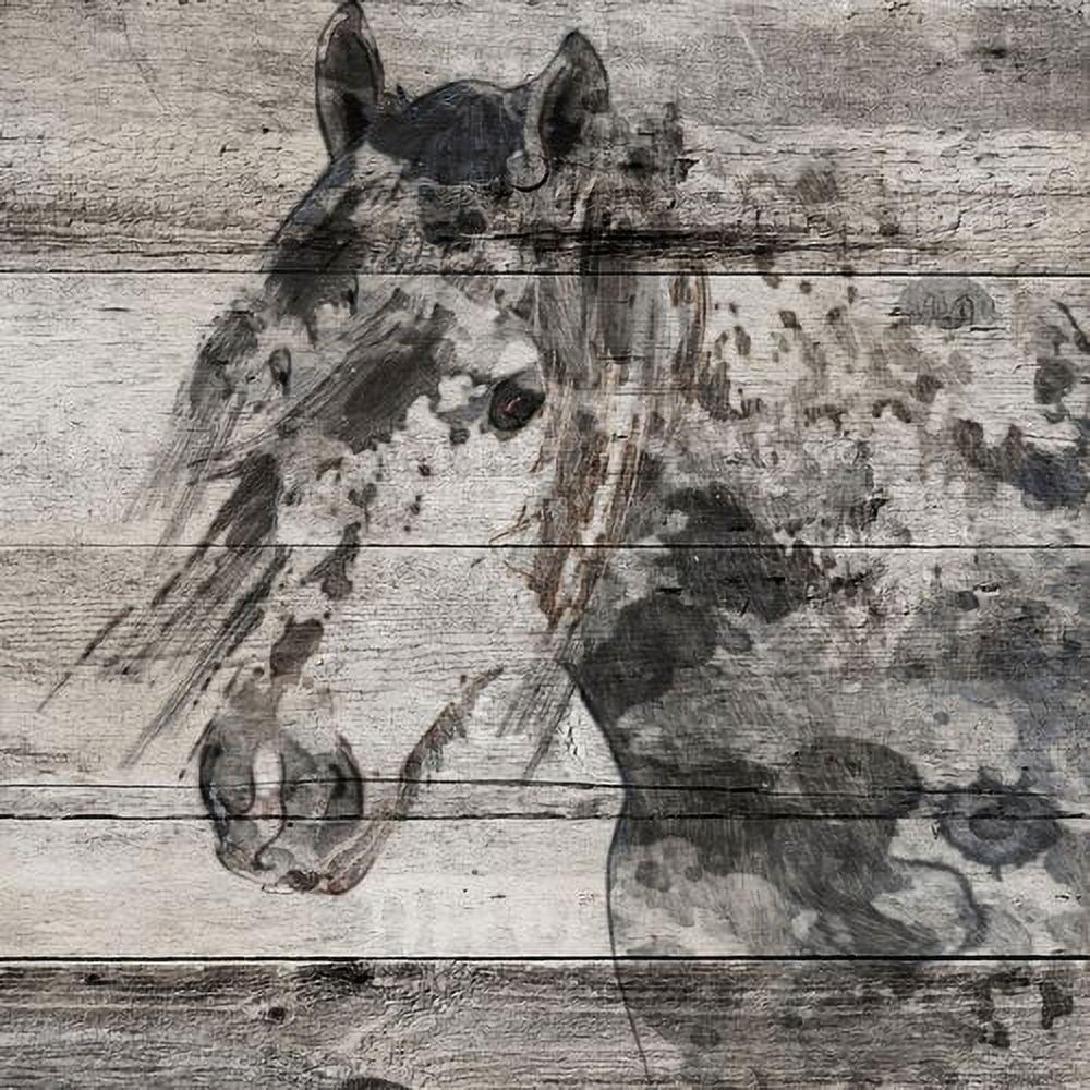 Dark Grey Horse Canvas Print with Rustic Wood Frame