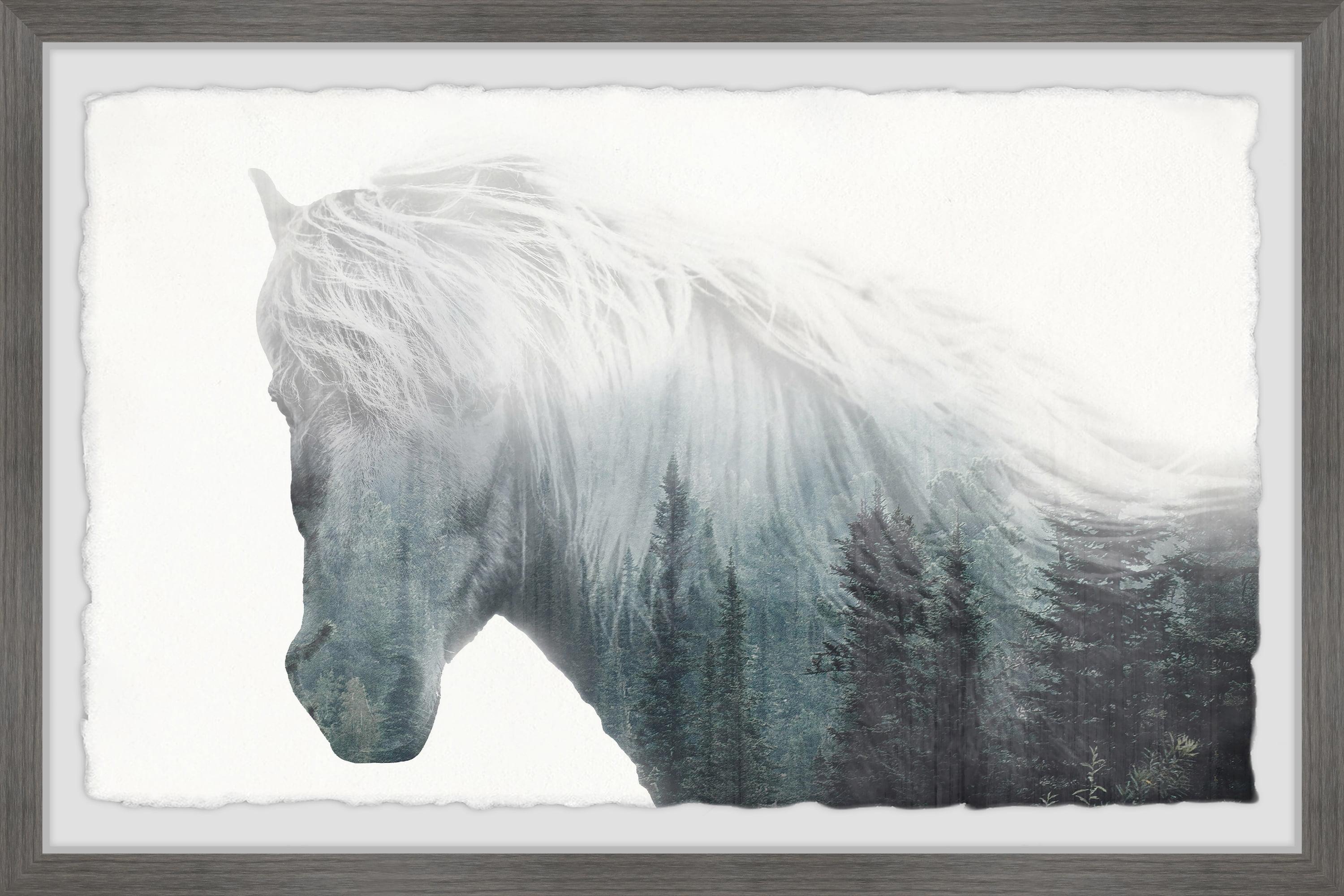 Majestic Horse with Forest Silhouette Framed Wall Art