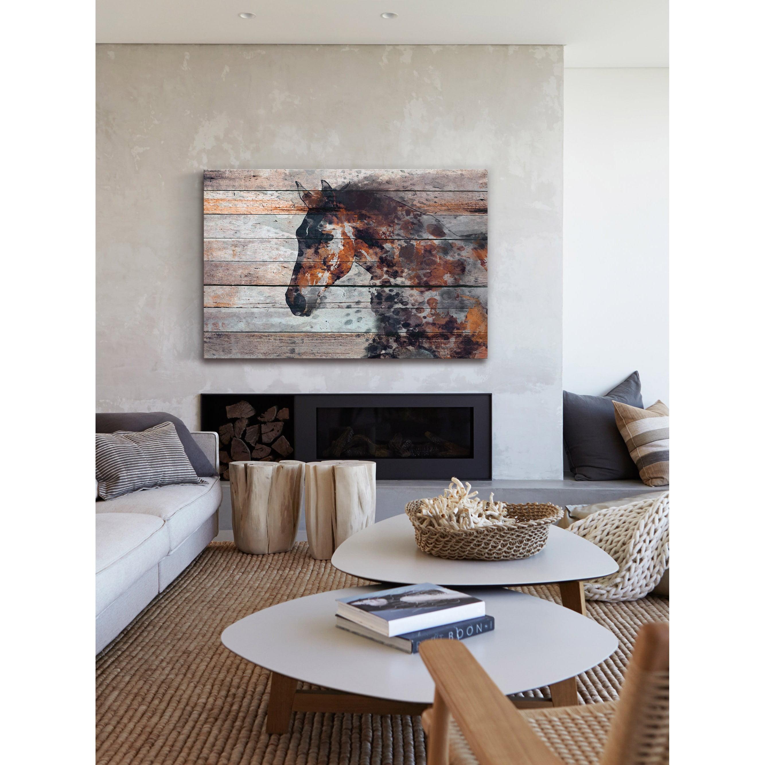 Fire Horse 30" x 20" Brown and Gray Canvas Art