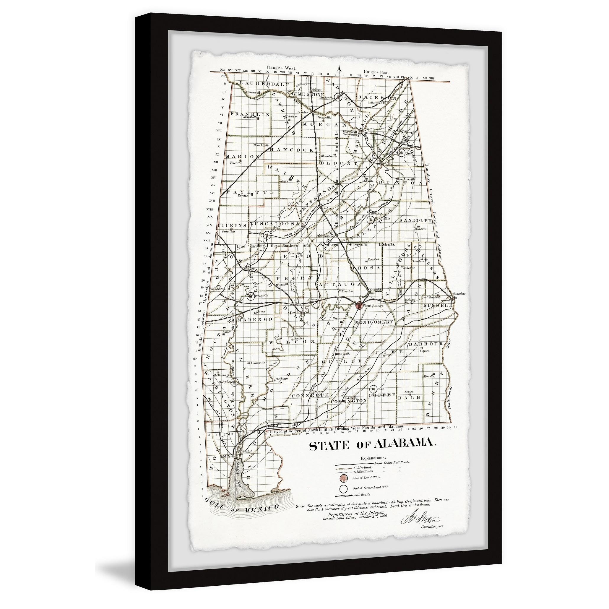 Marmont Hill Inc. 'Gray Alabama State' Framed Painting Print 8 x 12
