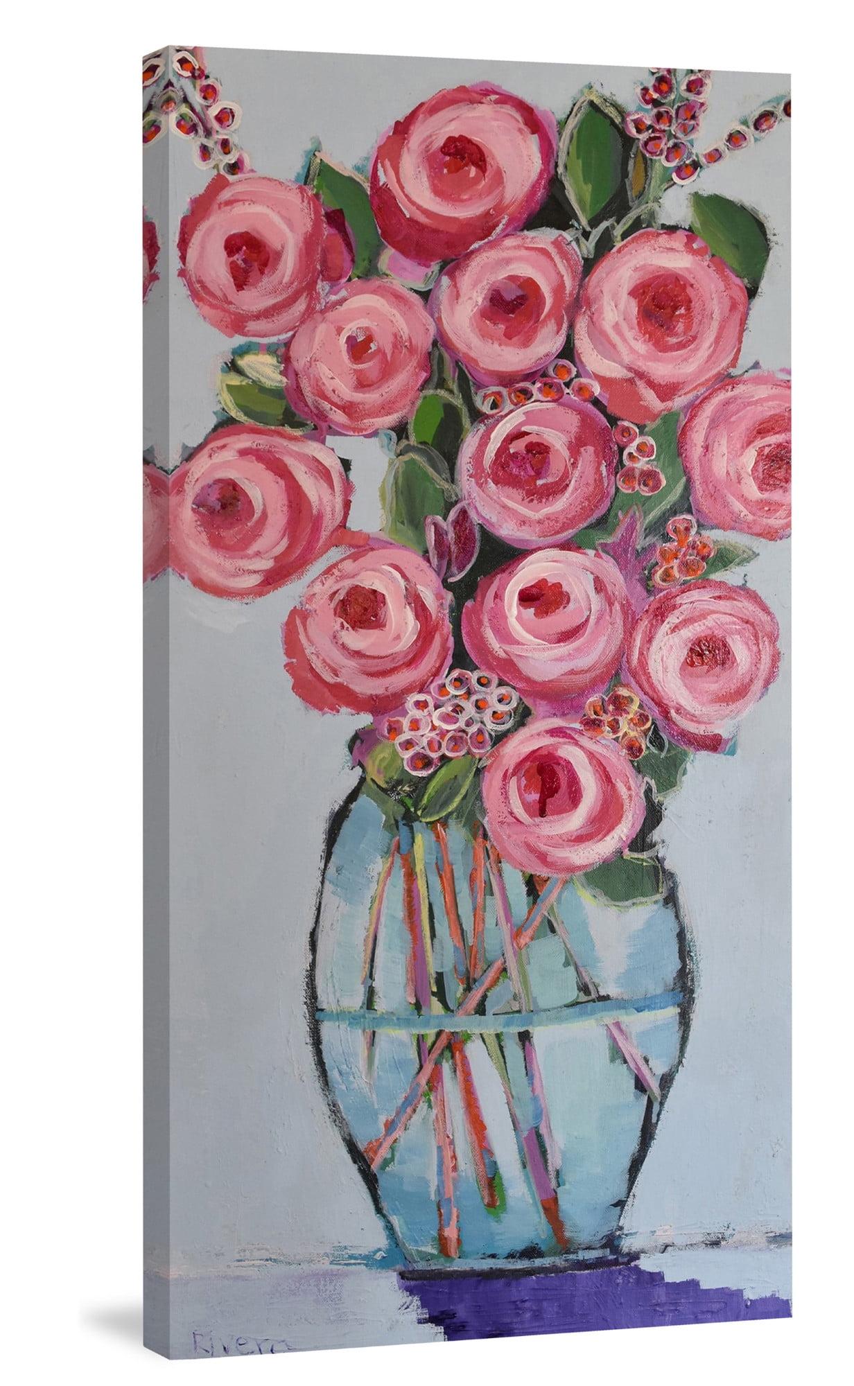 Tall Bouquet Pink Floral Canvas Wall Art