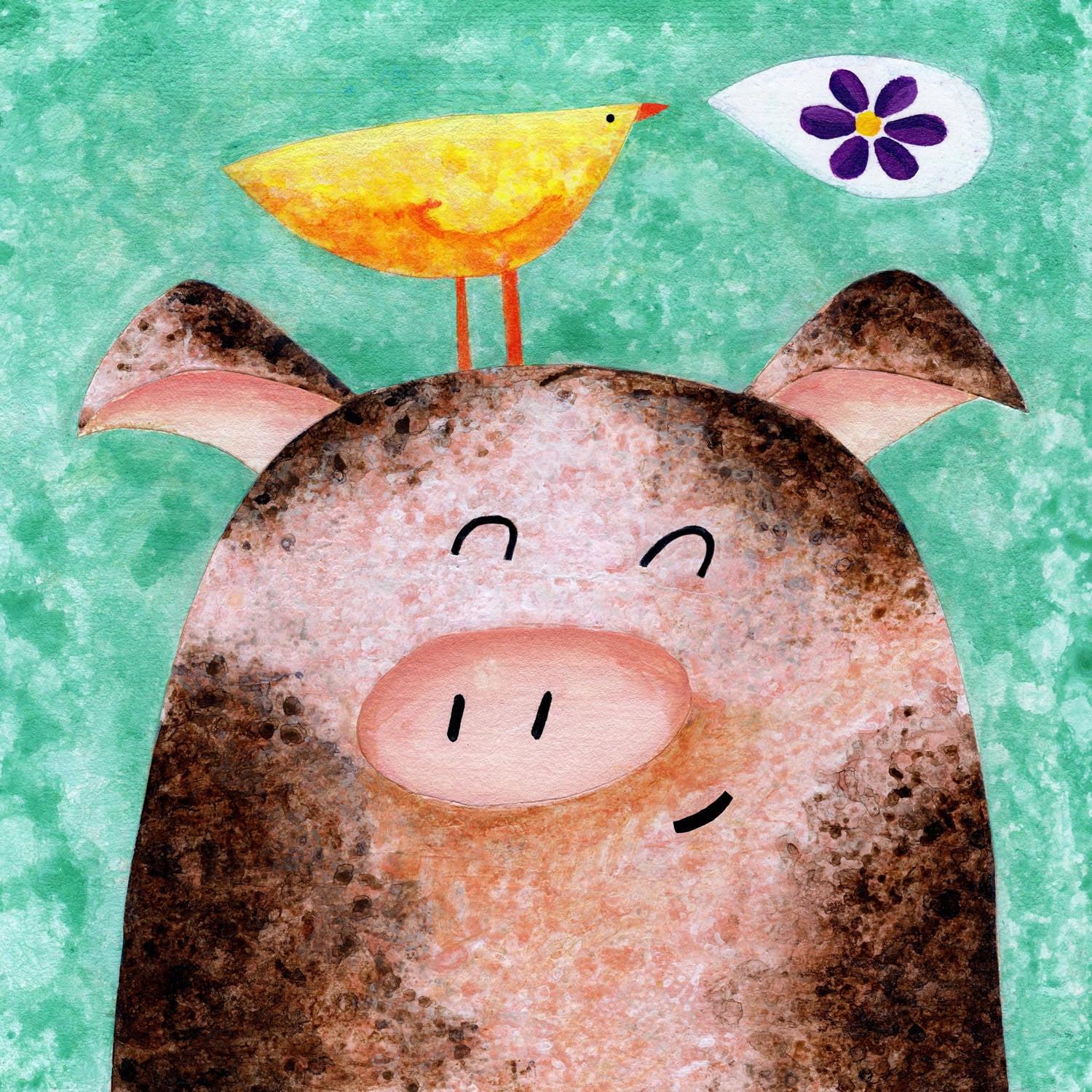 Pigs Posy Peep Animal Canvas Wall Art, 20" x 20"