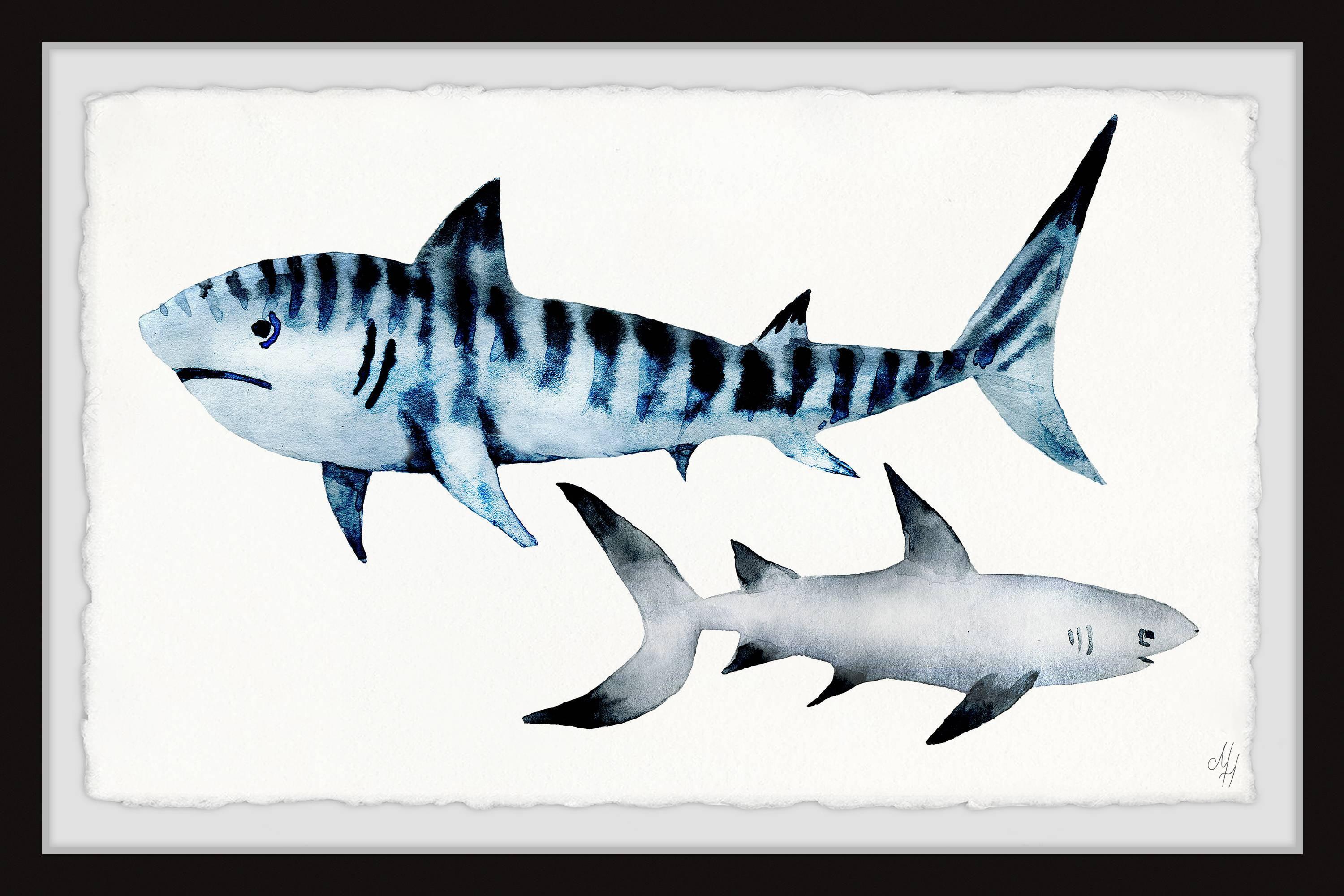 Blue and Gray Sharks Canvas Print for Kids Nursery