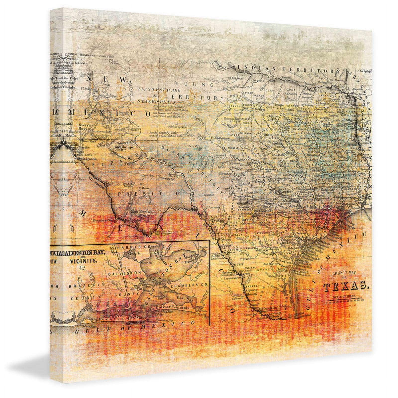Texas Map Painting Print on Wrapped Canvas