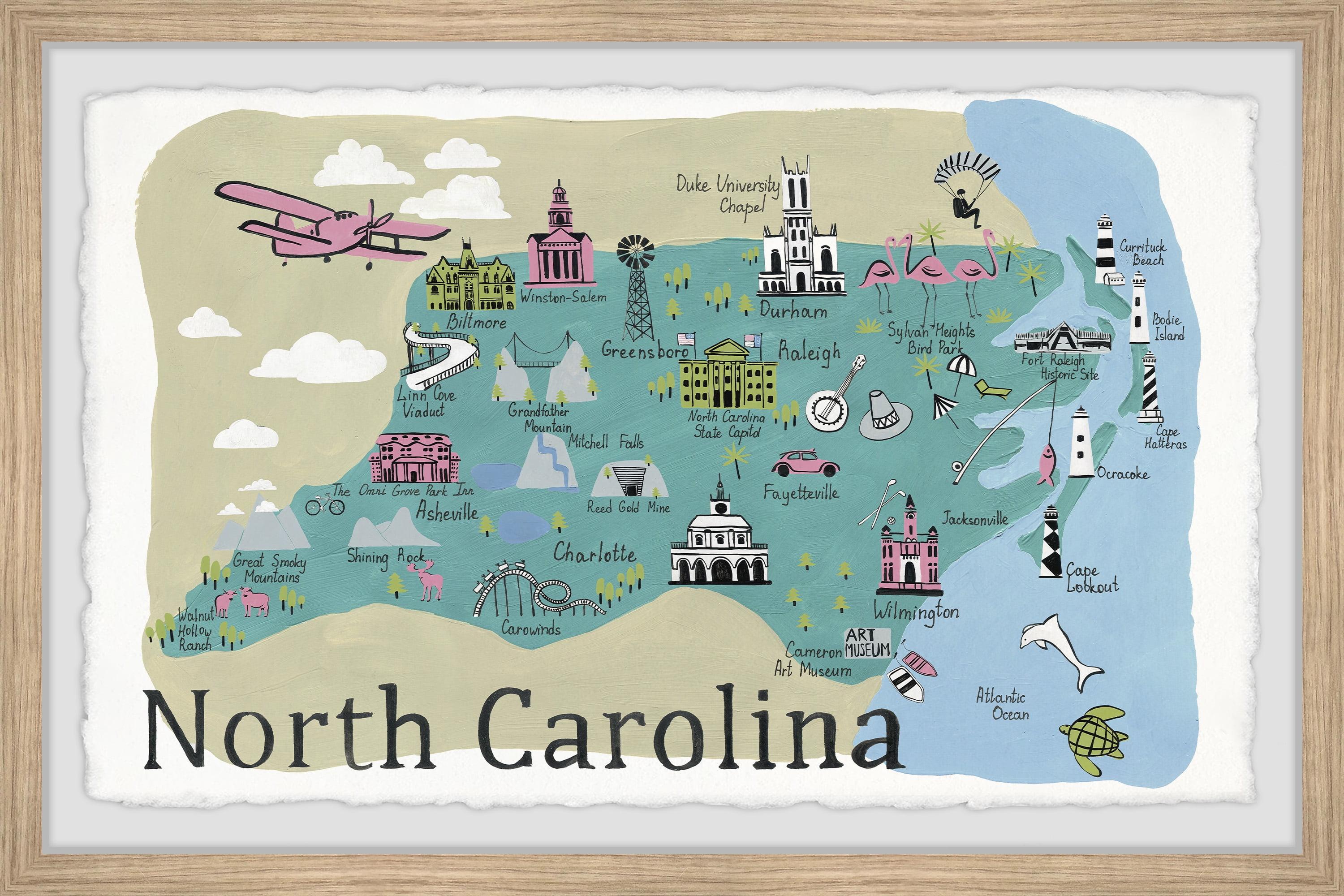 Marmont Hill To North Carolina Framed Wall Art, 20" x 30"