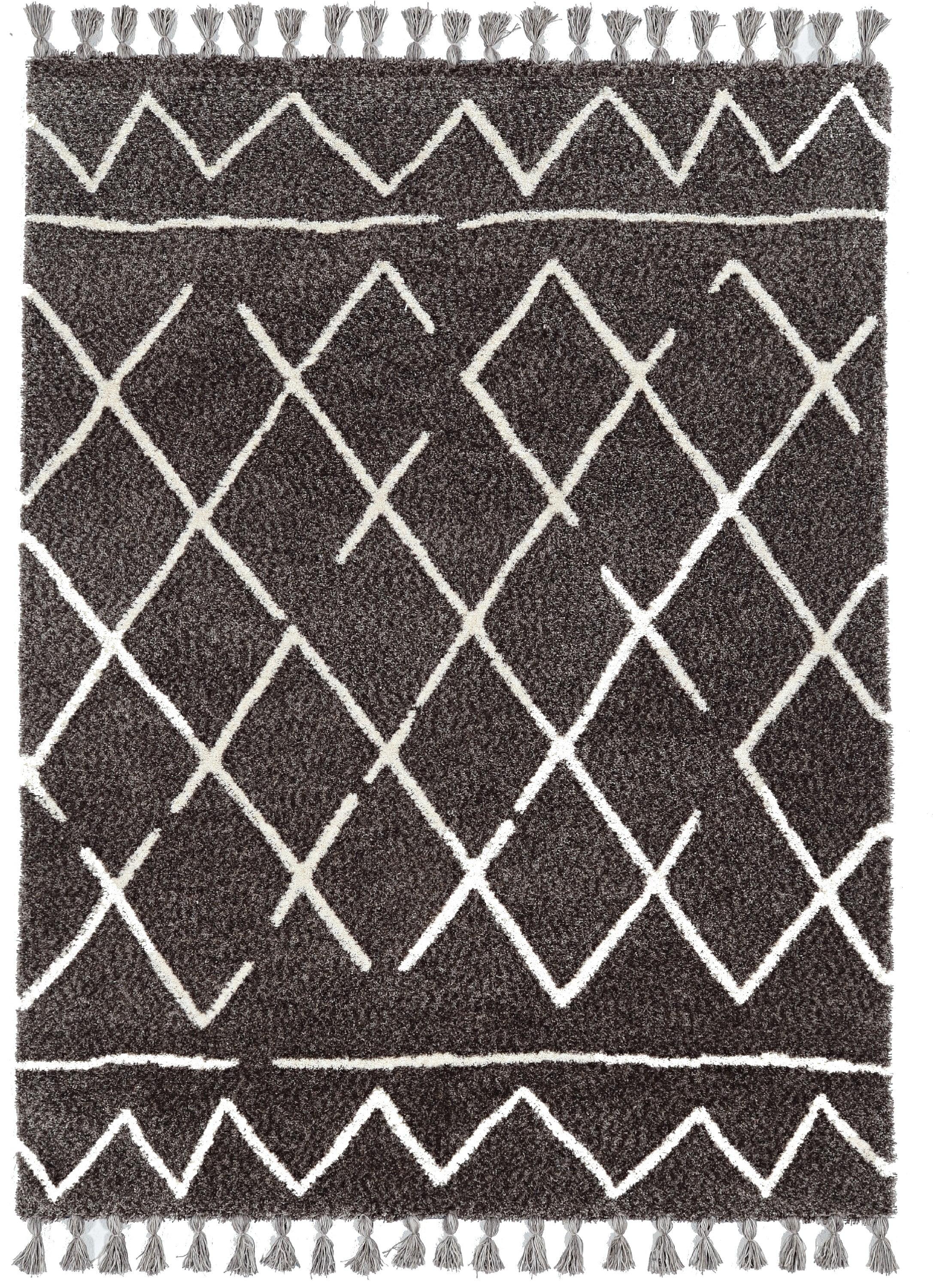 5'x7' Marrakech Zip Rug Gray/Ivory - Linon: Contemporary Tufted Accent, Medium Pile, Indoor Rectangle Rug