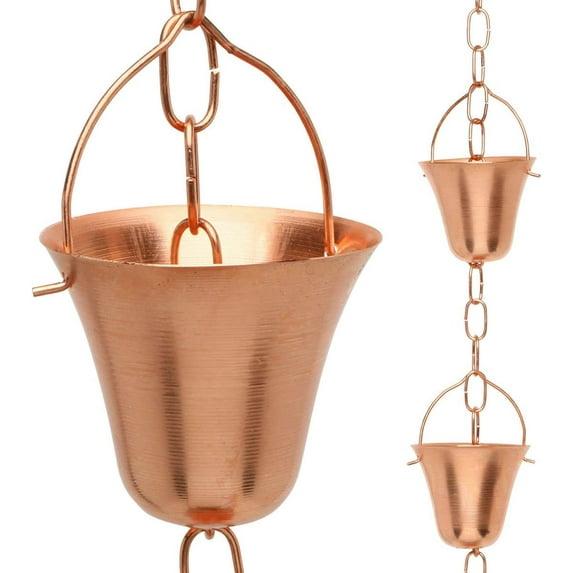 Marrgon Marrgon Copper Rain Chain with Bell Style Cups for Gutter Downspout Replacement