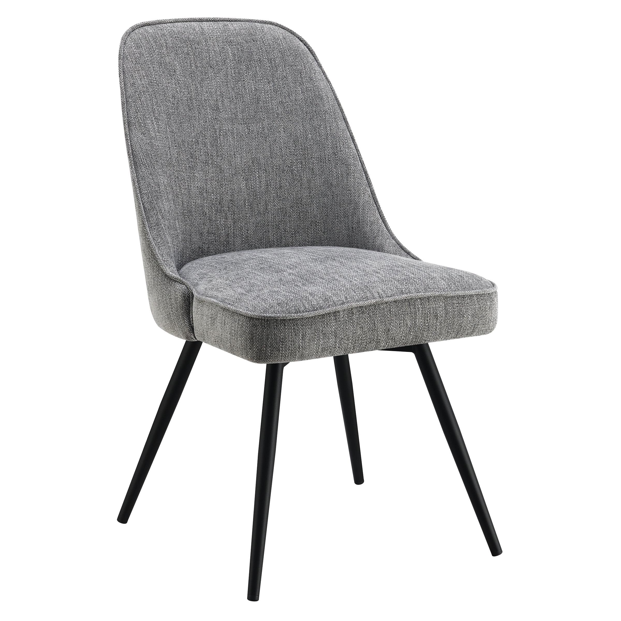 Martel Swivel Chair in Charcoal Herringbone Fabric with Black Legs