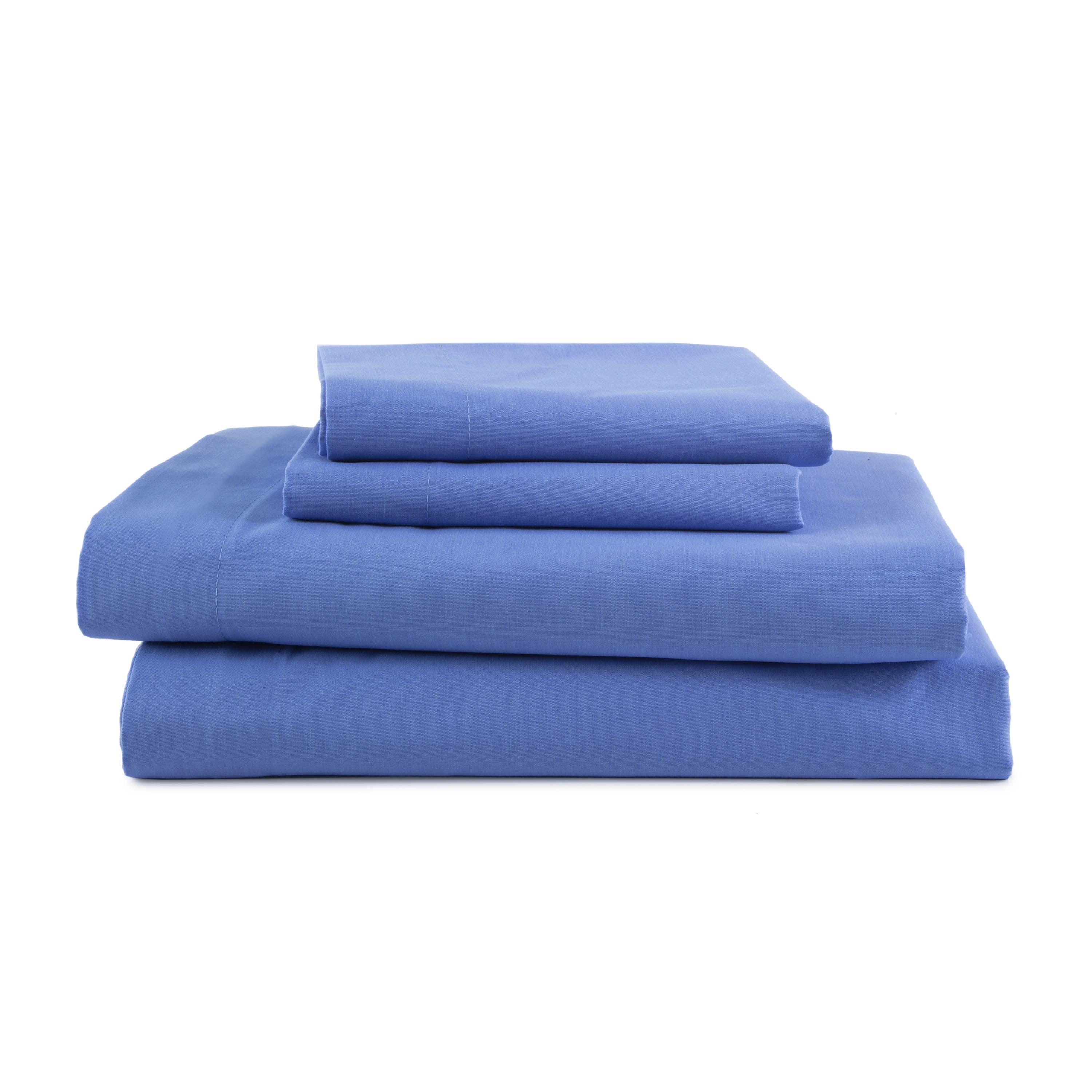 King Ceil Blue Cotton Blend Percale Sheet Set