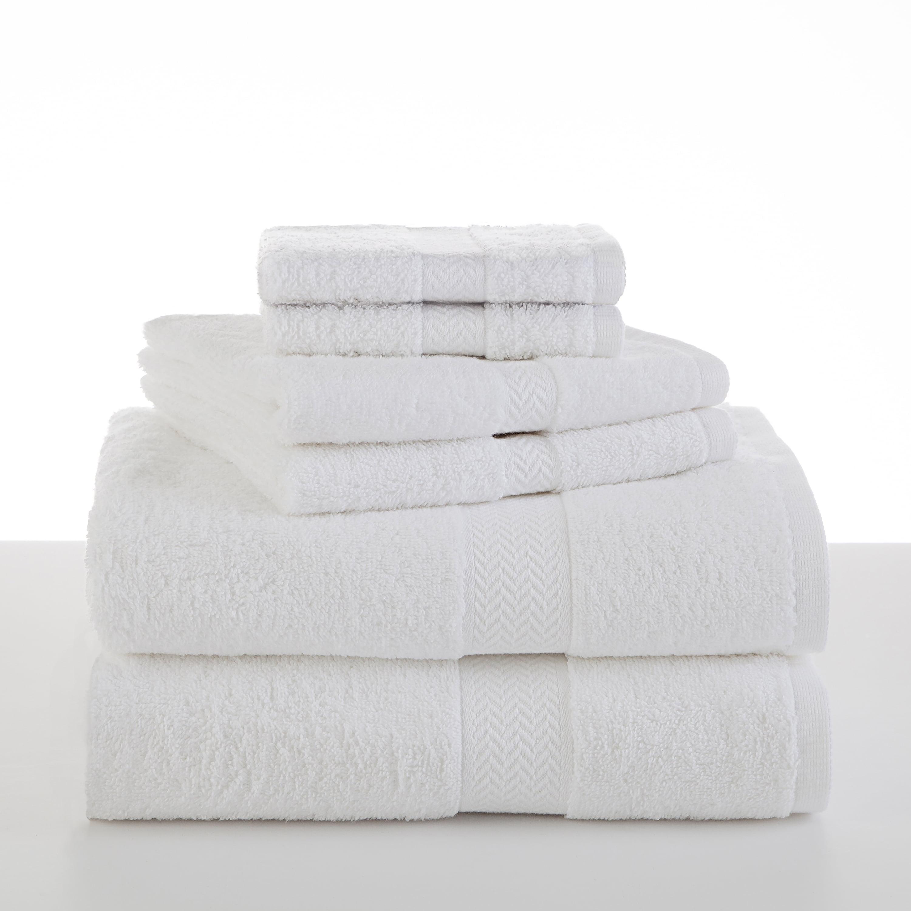 Oversized White Cotton Hand Towel Set of Six