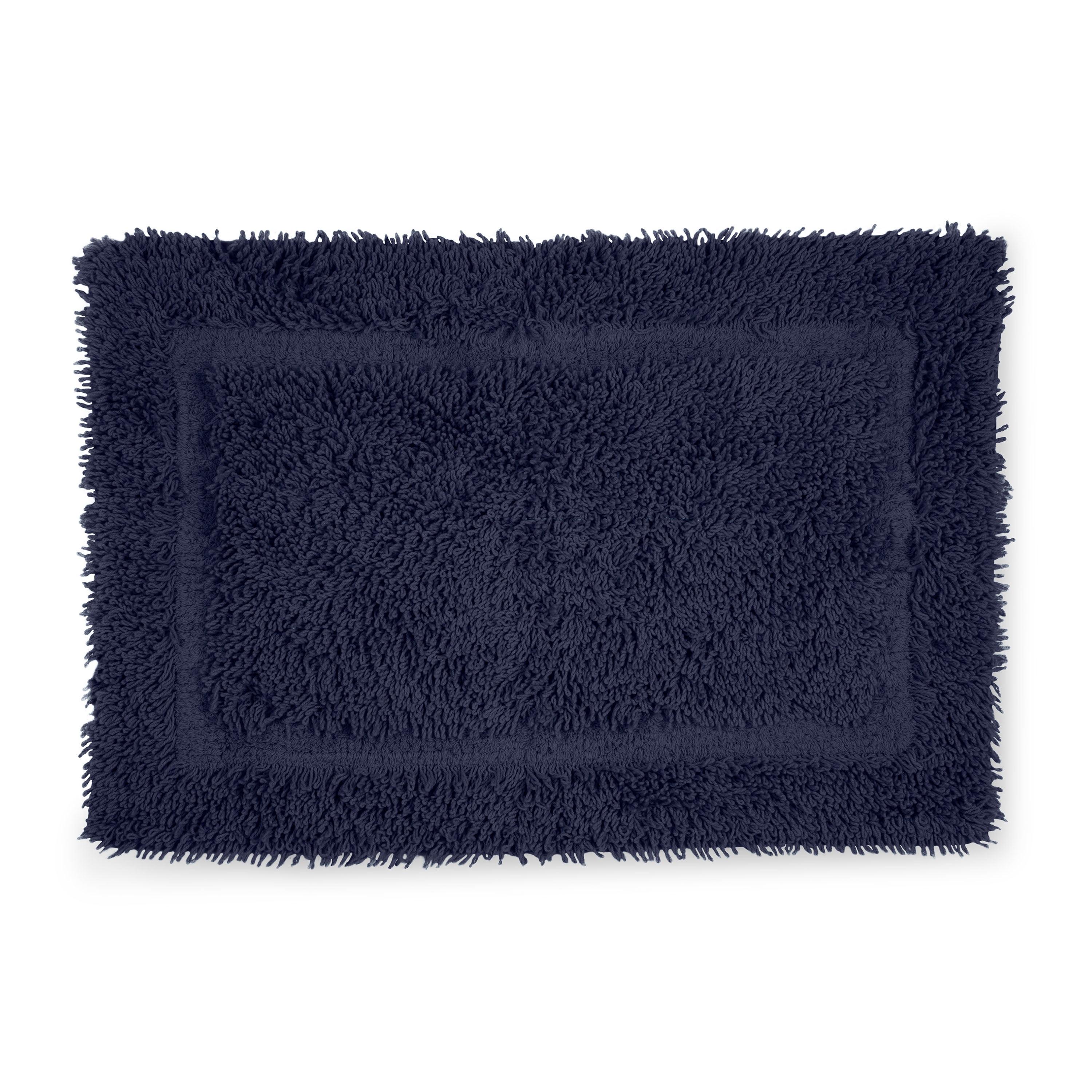 Luxurious Navy Ringspun Cotton 20"x30" Bath Mat with Non-Slip Back