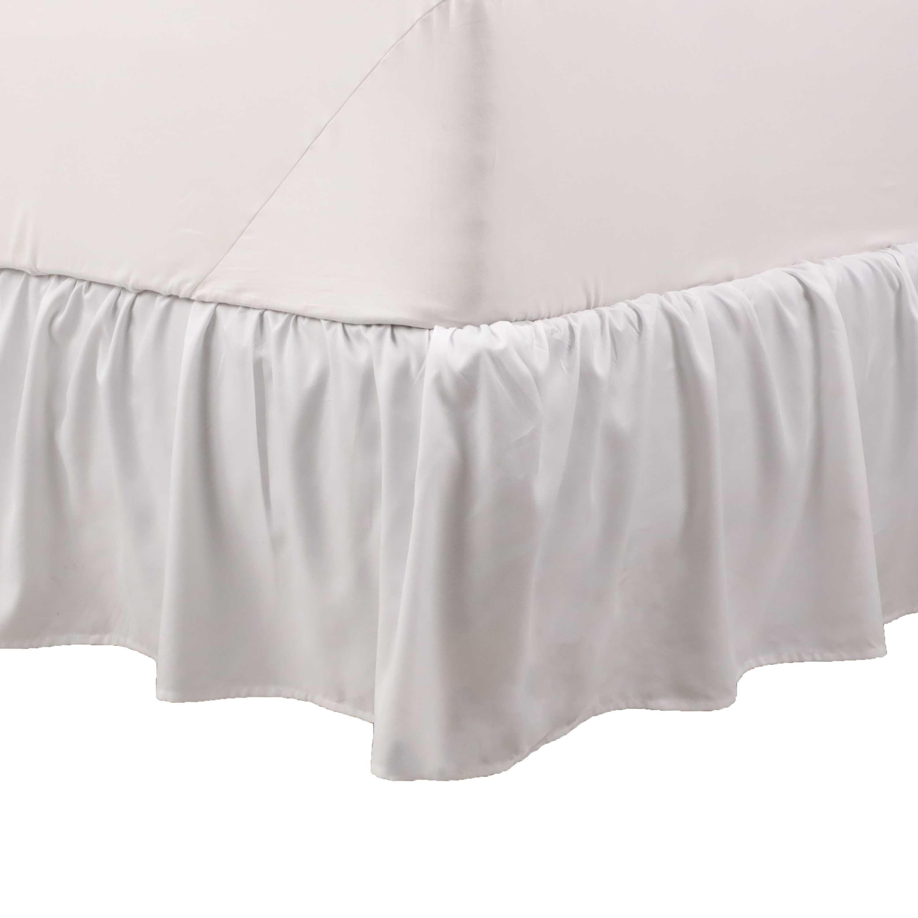 White Full Size Ruffled Microfiber Bed Skirt with 16" Drop