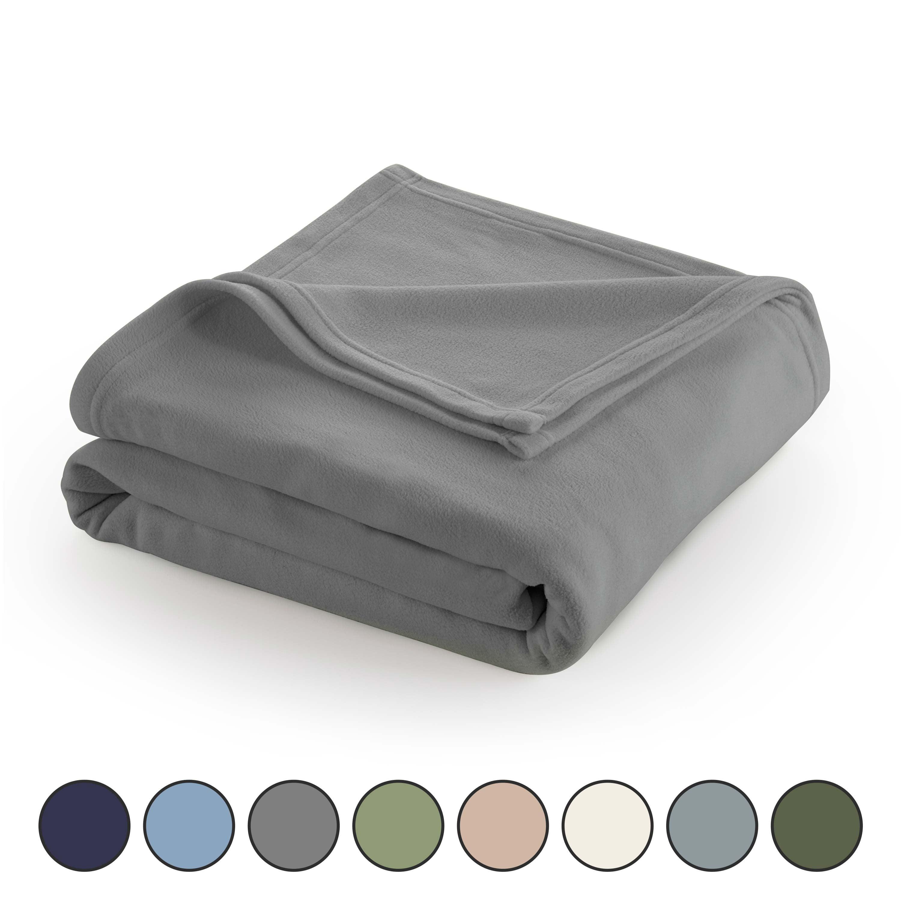 Martex Supersoft Fleece Blanket Twin - Lightweight, Warm & Cozy All-Season Throw (66"x90"), Grey