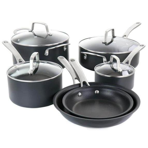 Martha Stewart Martha Stewart Bosworth 10 Piece Hard Anodized Nonstick Aluminum Cookware Set - Black