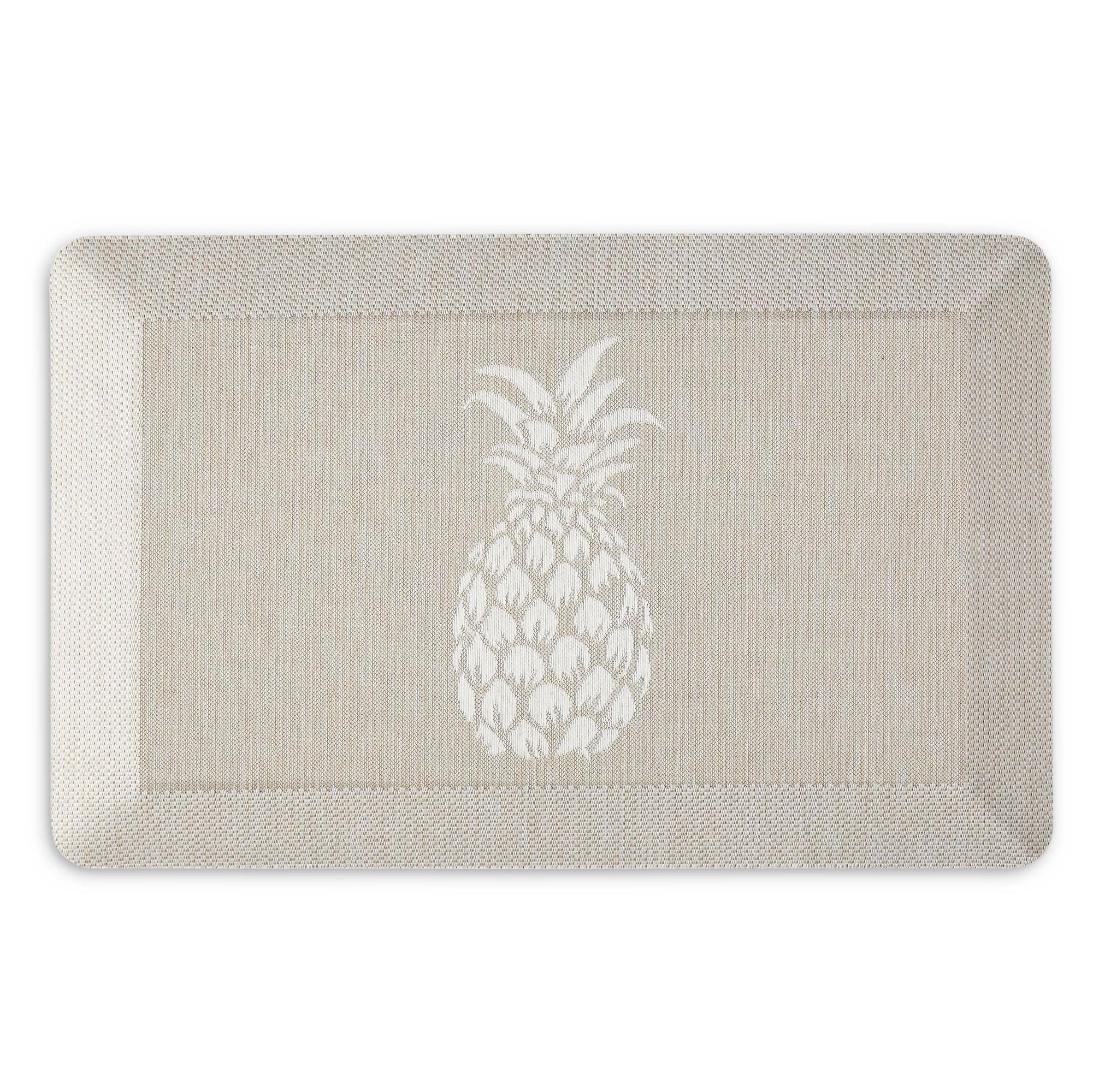 Beige Pineapple Anti-Fatigue Kitchen Mat 19.6" x 32"