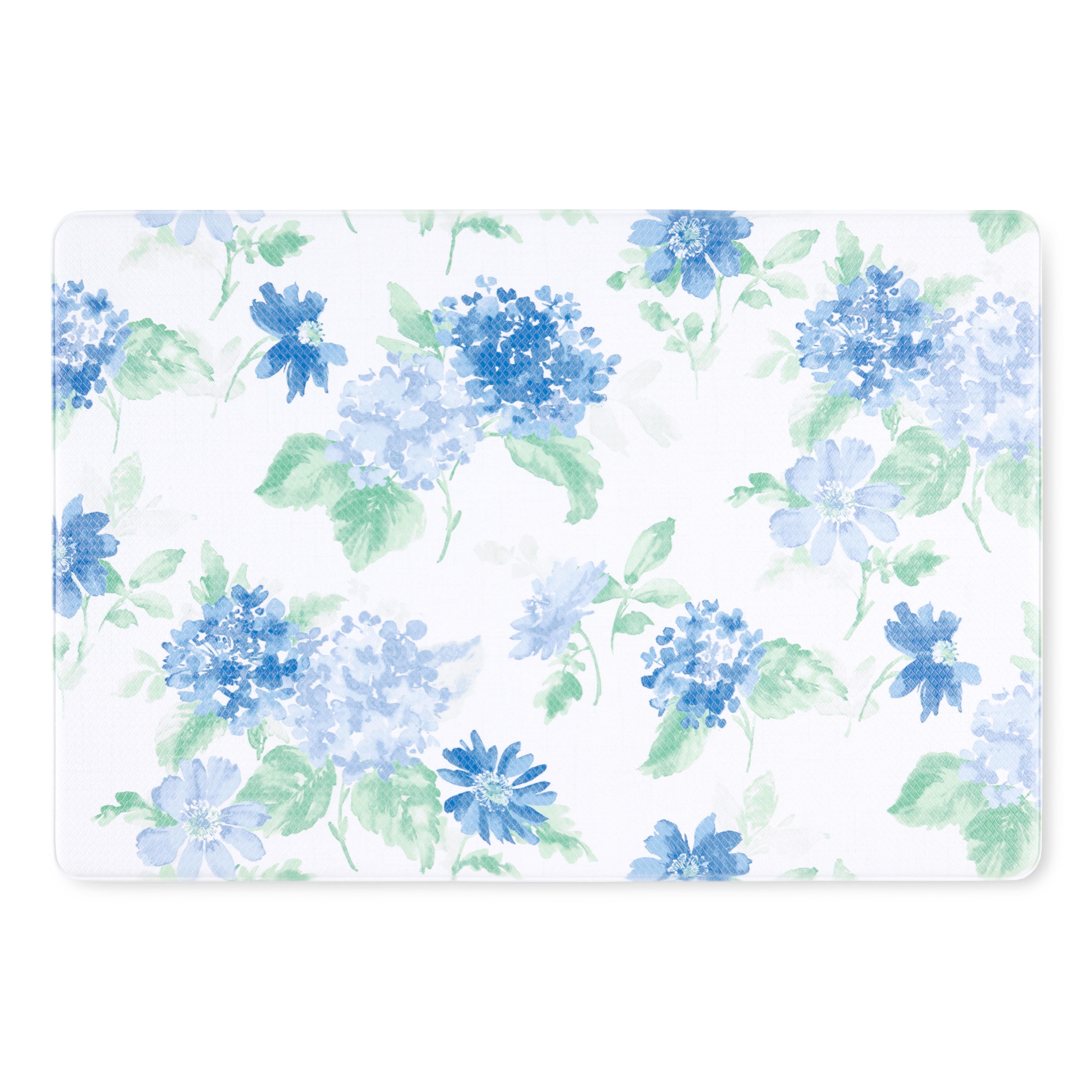 Martha Stewart Amber Floral Daisy Stripe Reversible Water-Resistant Kitchen Mat