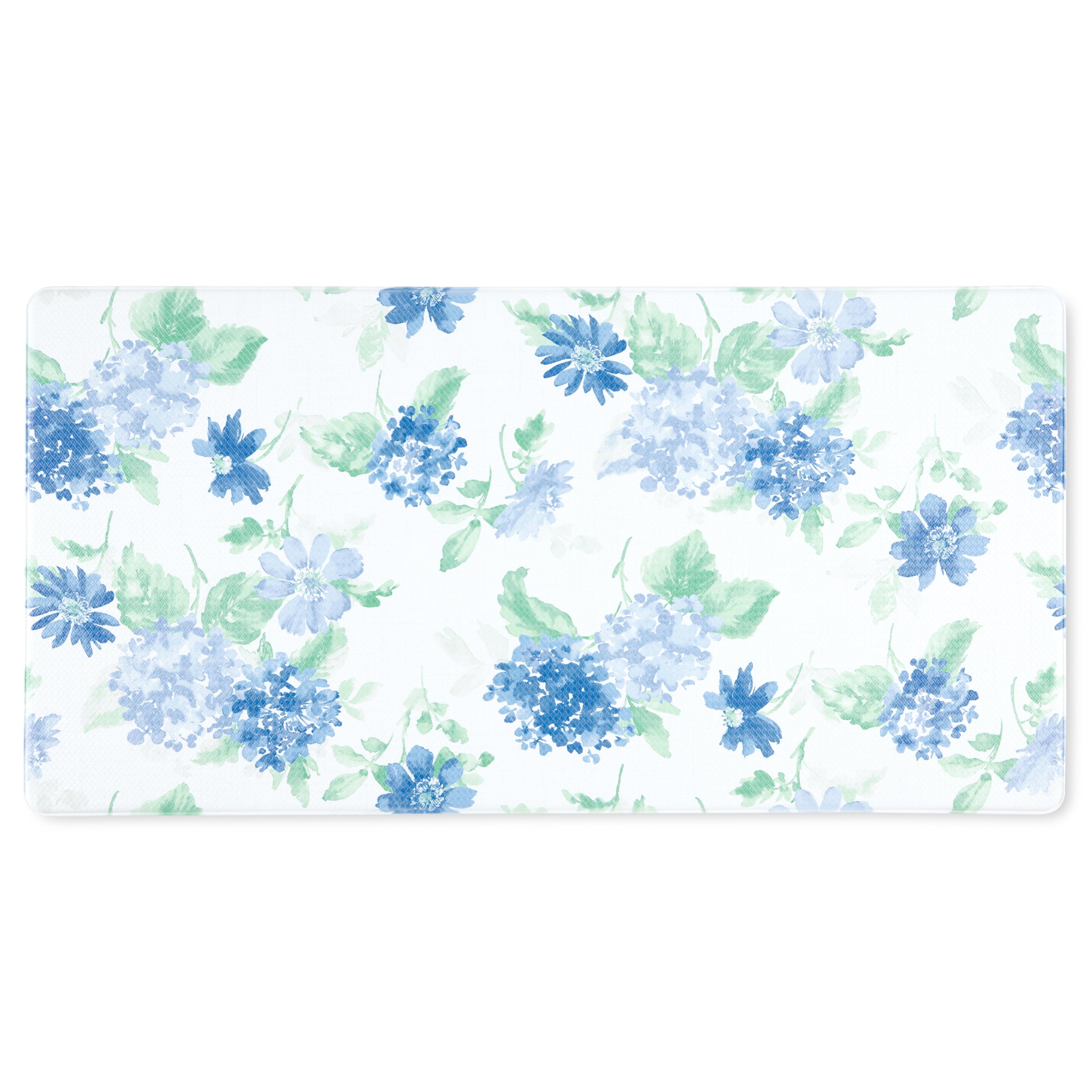 Martha Stewart Amber Floral Daisy Stripe Reversible Water-Resistant Kitchen Mat