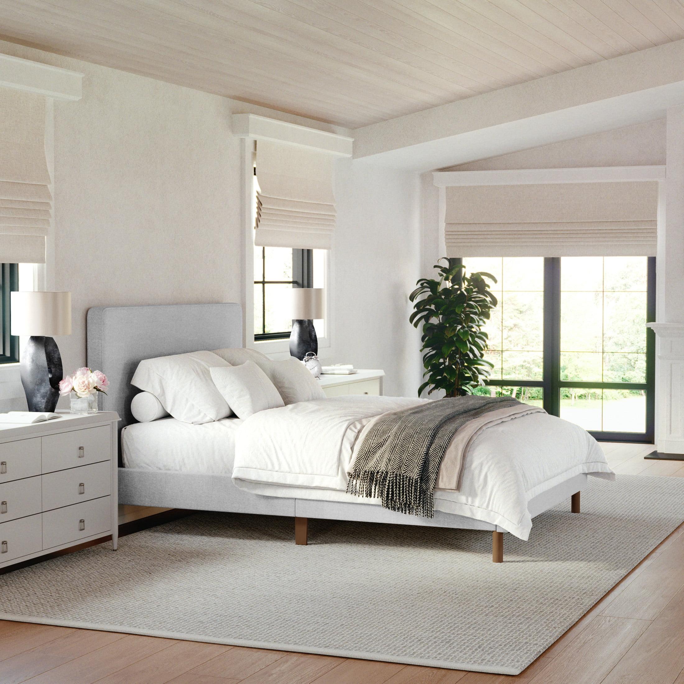 Martha Stewart Martha Stewart Britta Upholstered Platform Bed With Piped Detail Headboard